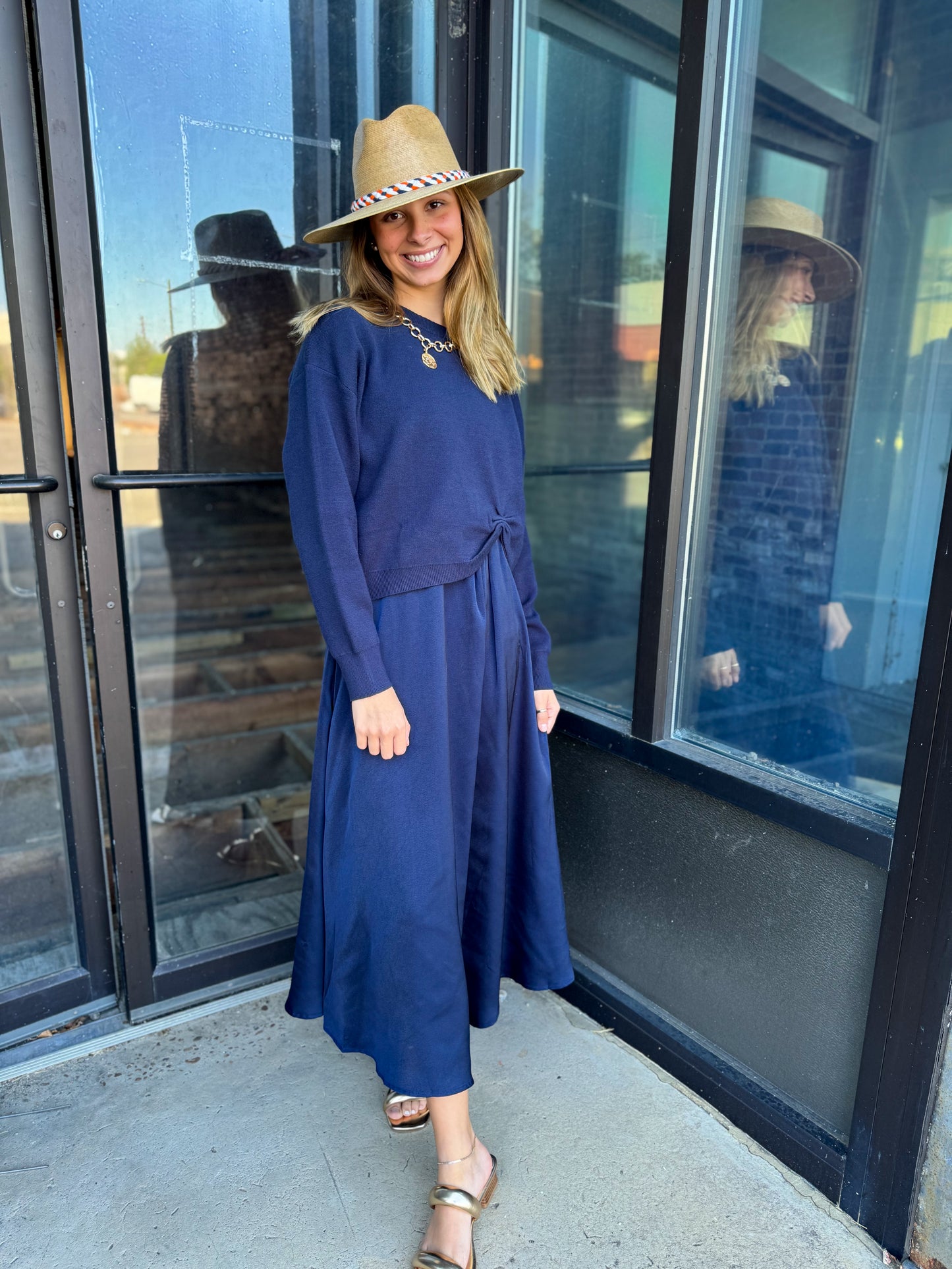 Navy Sweater Dress Set