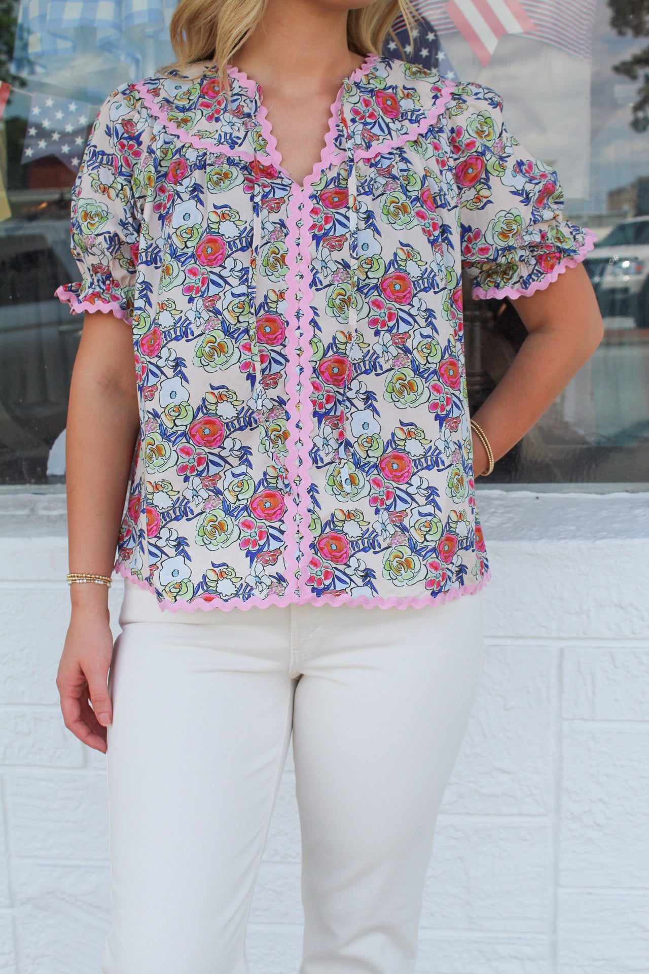 Ecru Rose Ric Rac Top