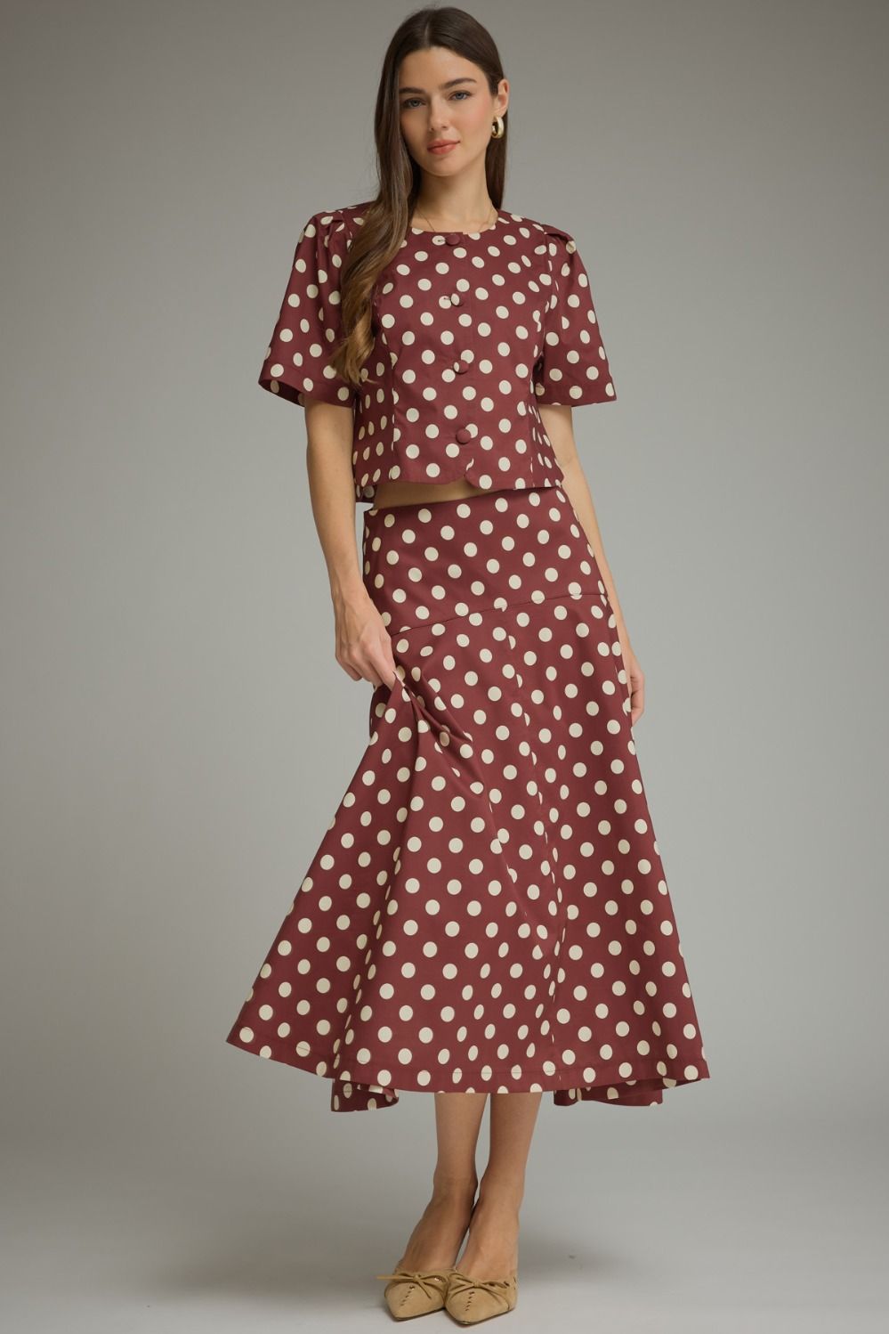 Wine Polka Dot Skirt