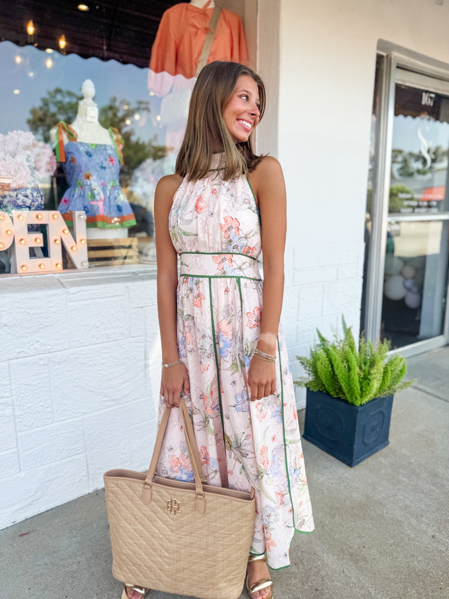 Blush Floral Halter Dress