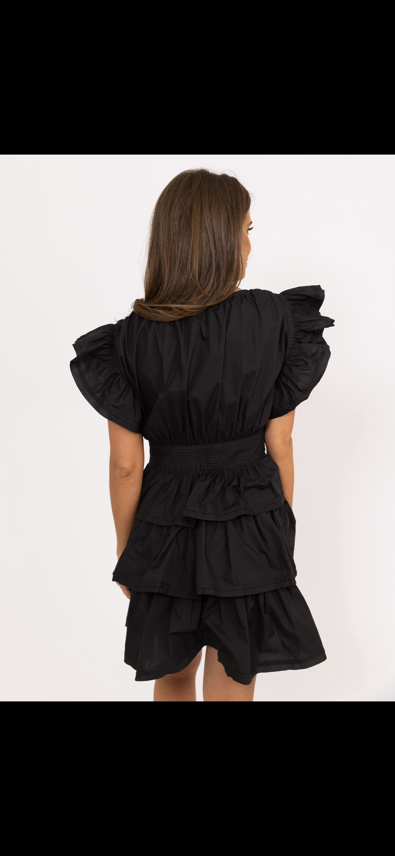 Black Wrap Ruffle Mini Dress