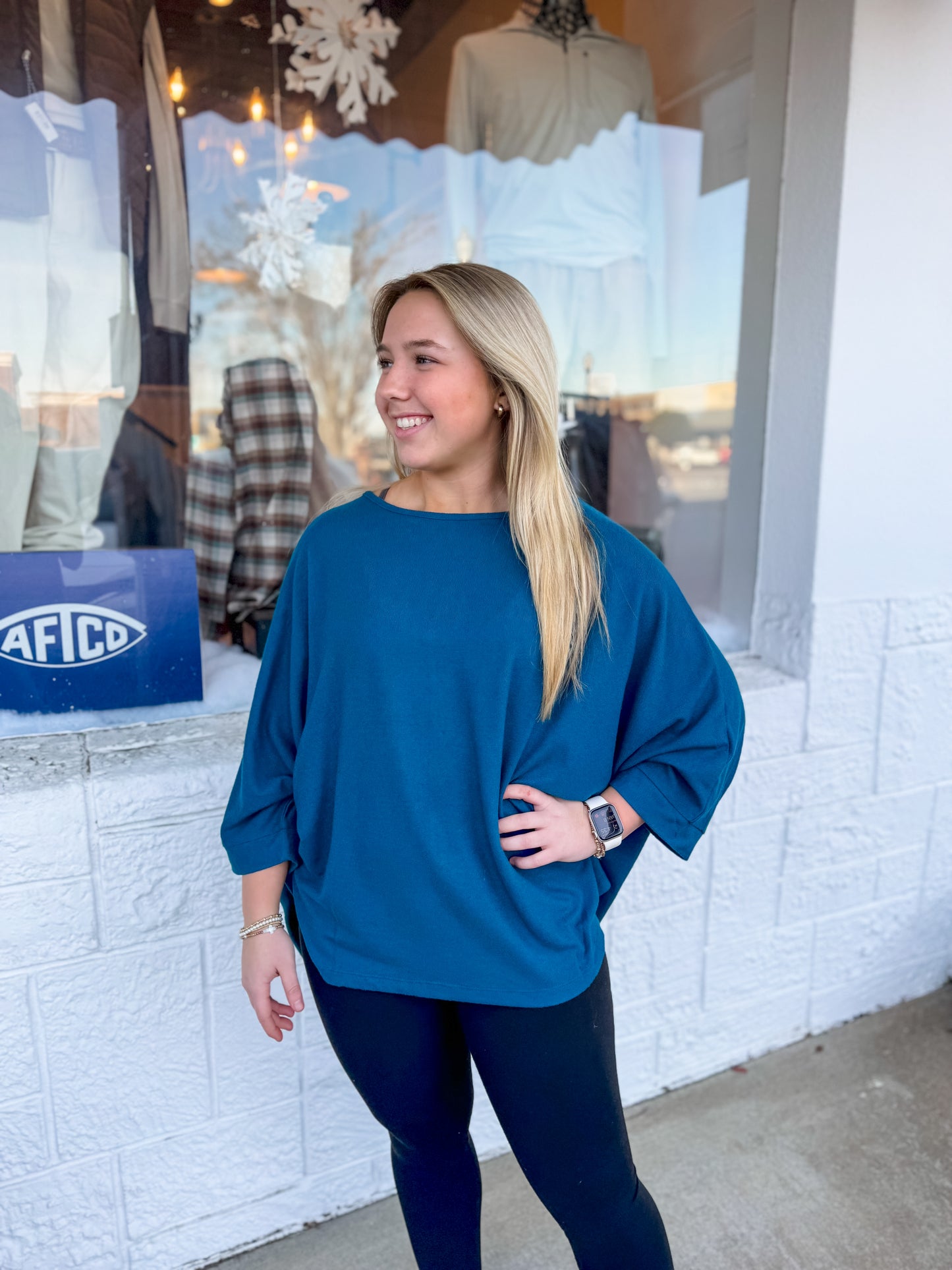 Dark Teal Knit Oversized Top