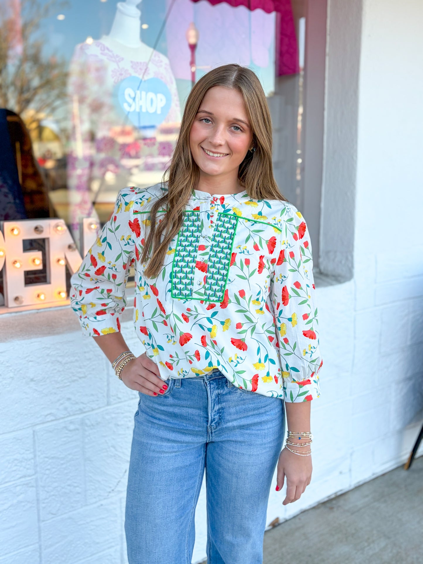 Angie White Floral Top