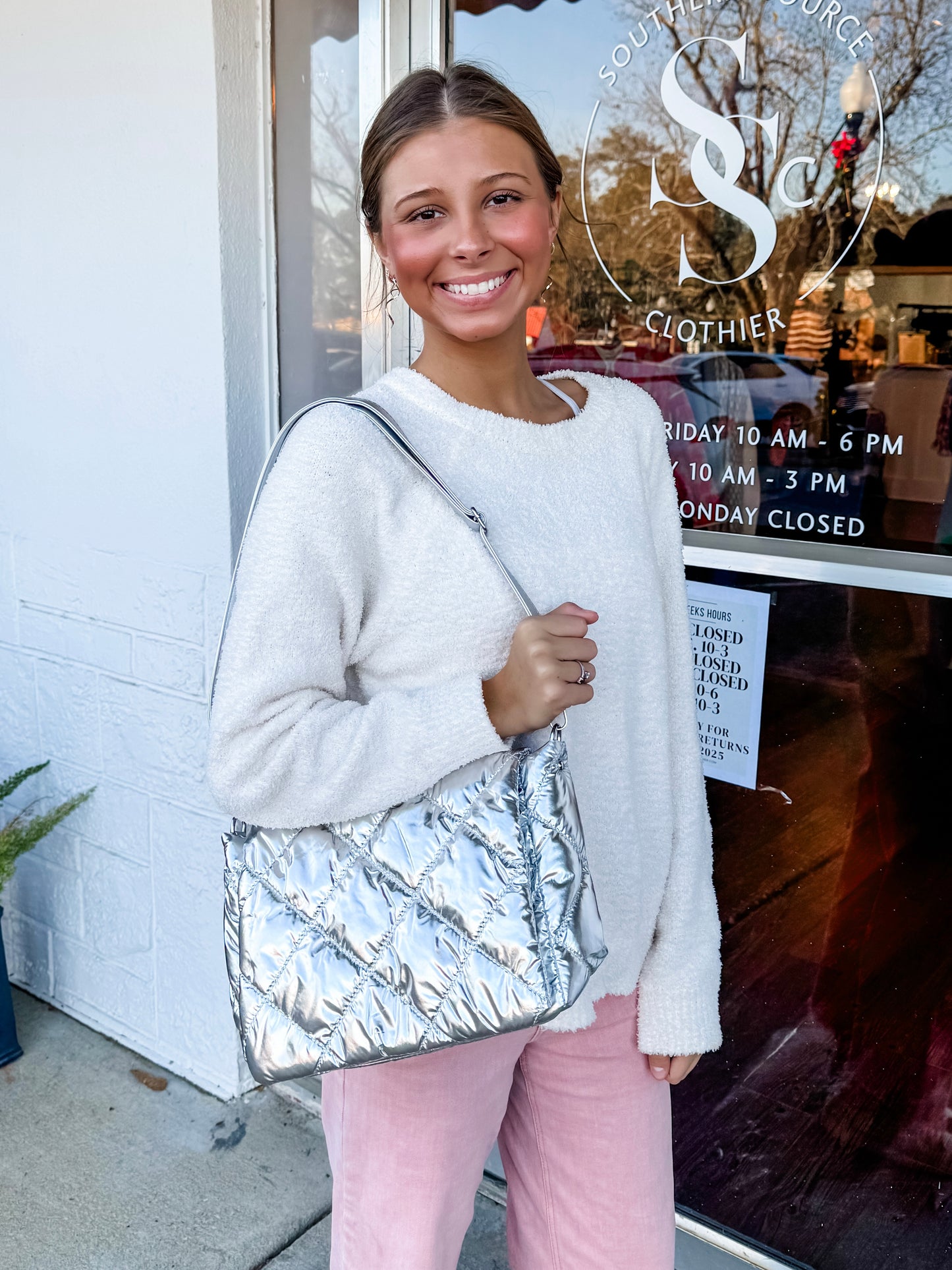 Metallic Qquilted Crossbody