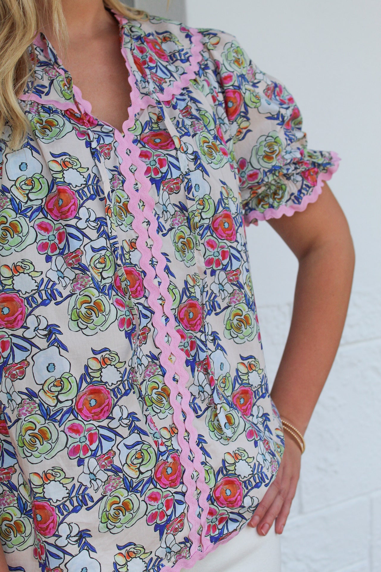 Ecru Rose Ric Rac Top
