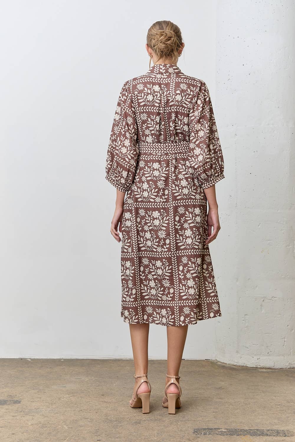 BORDER FLORAL PRINT SHIRT DRESS