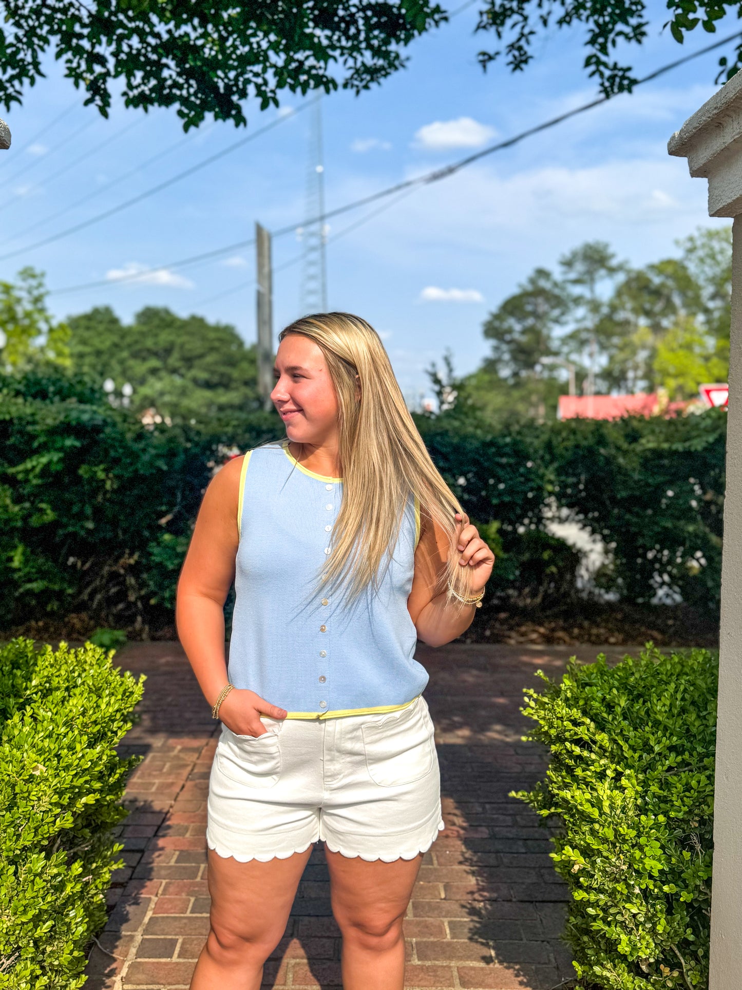 Blue & Yellow Knit Top