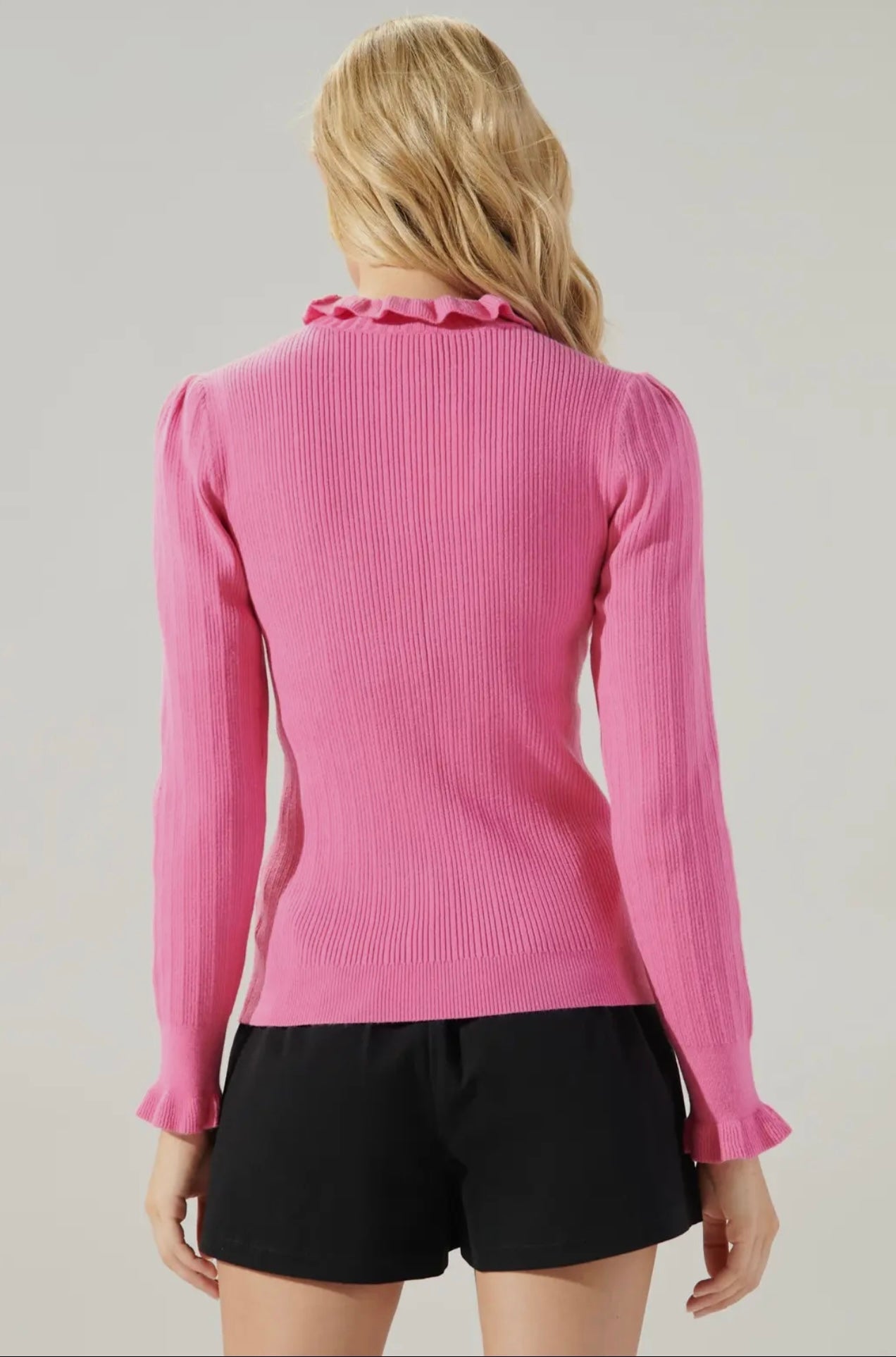 Joslyn Ribbed Ruffle Sweater Top