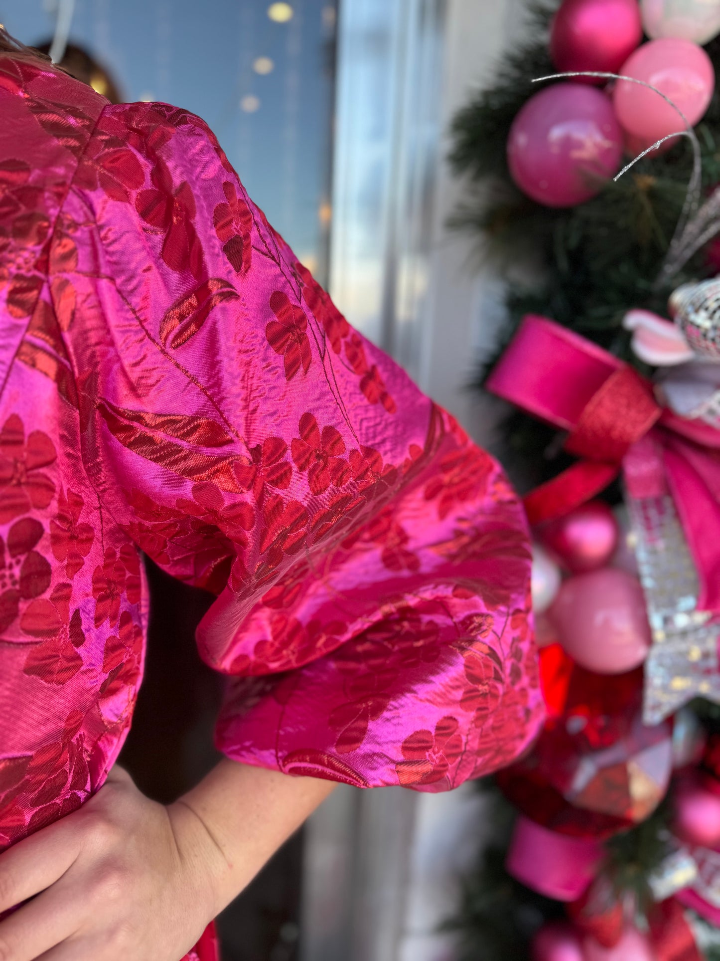 Hot Pink Jacquard Dress