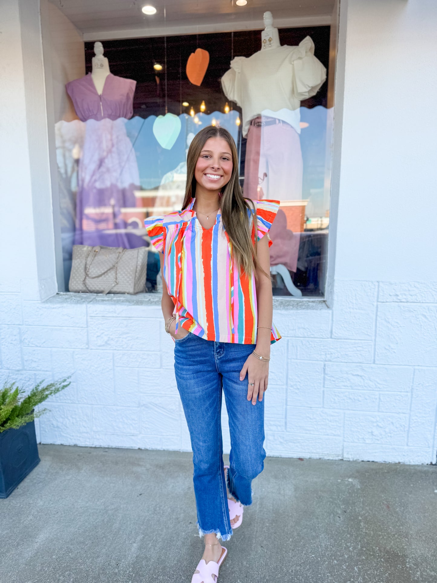 Orange Multi Stripe Top
