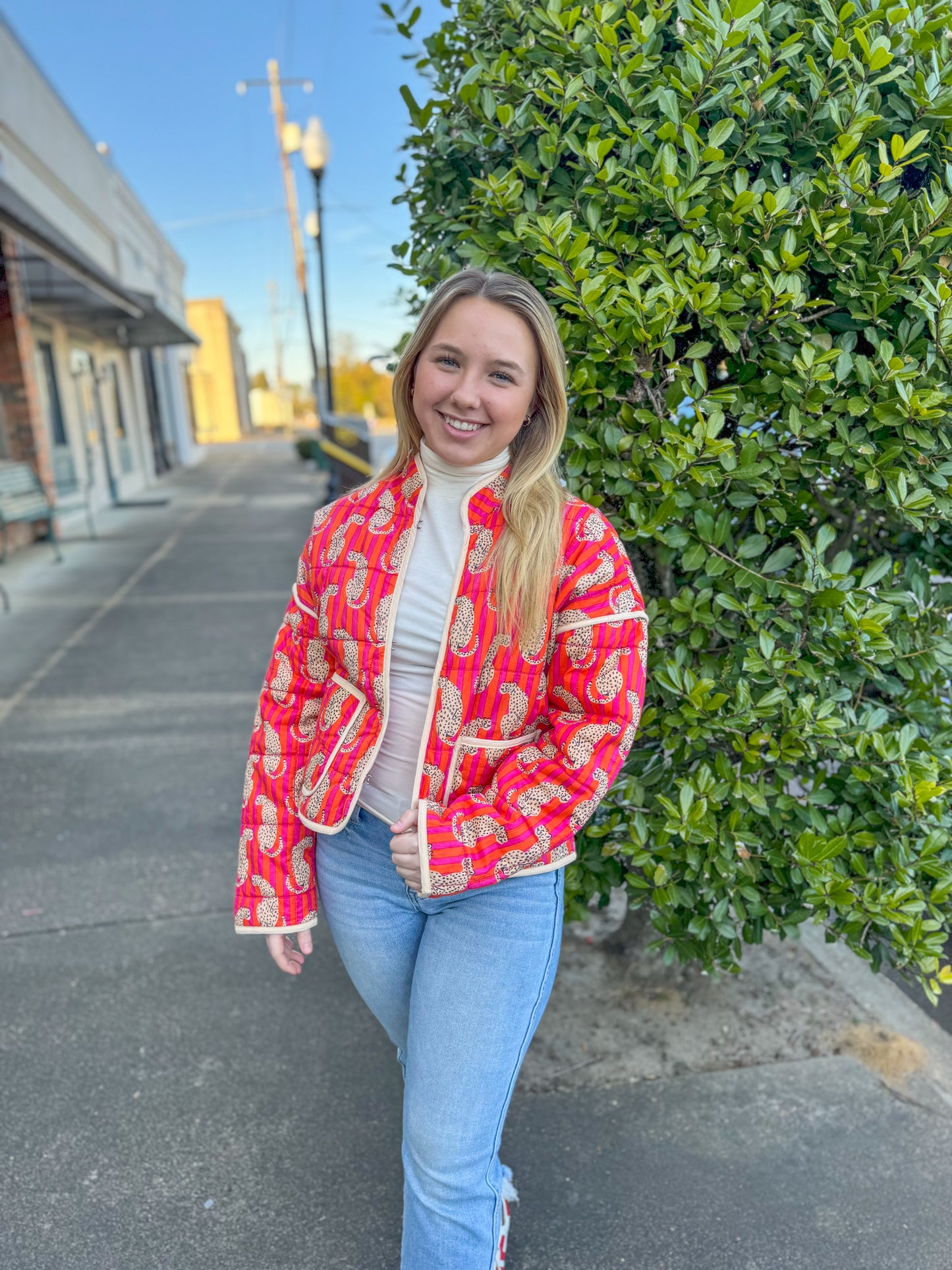 Quilted Striped Cheetah Jacket