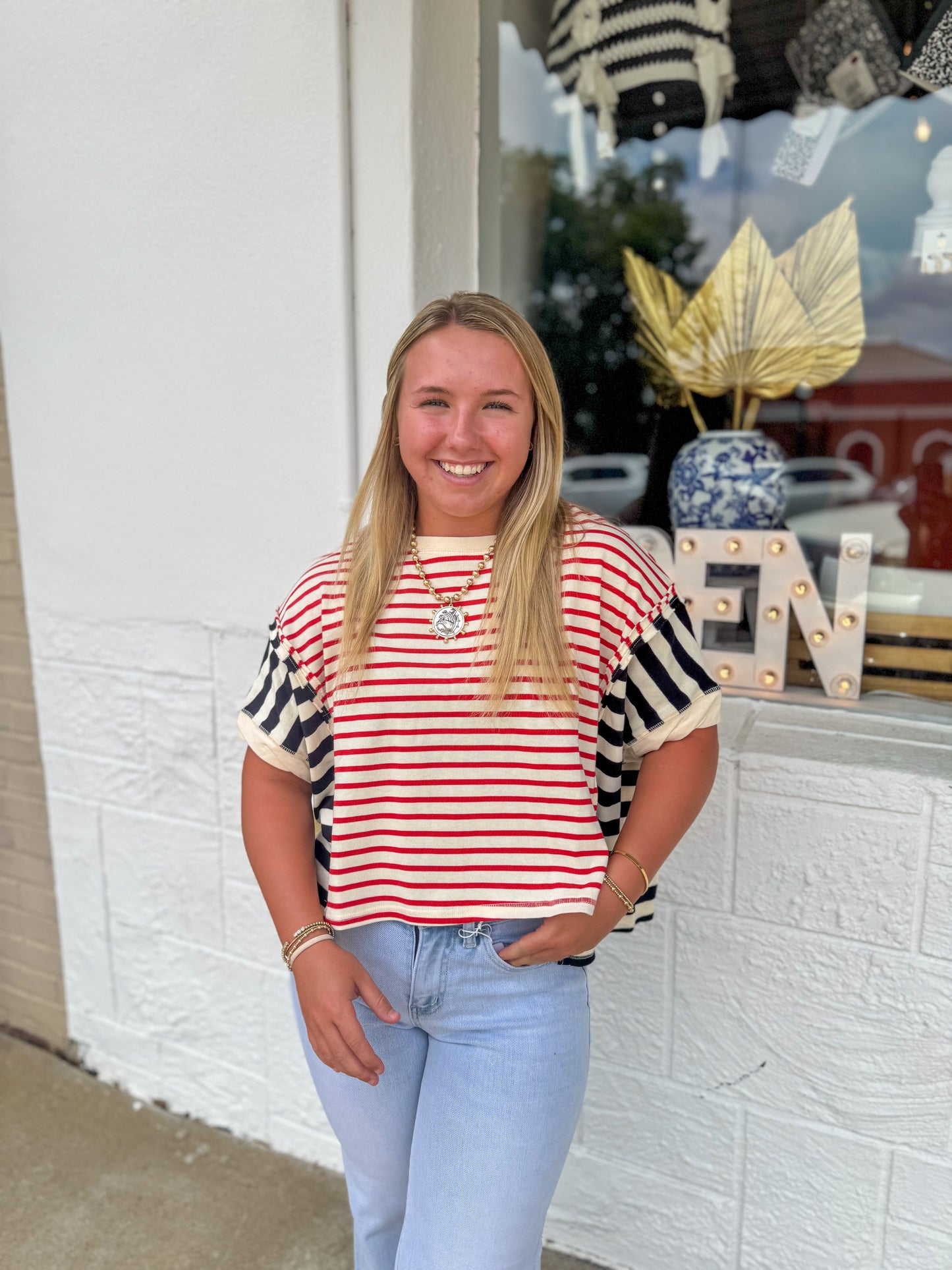 Red & Black Stripe Tee