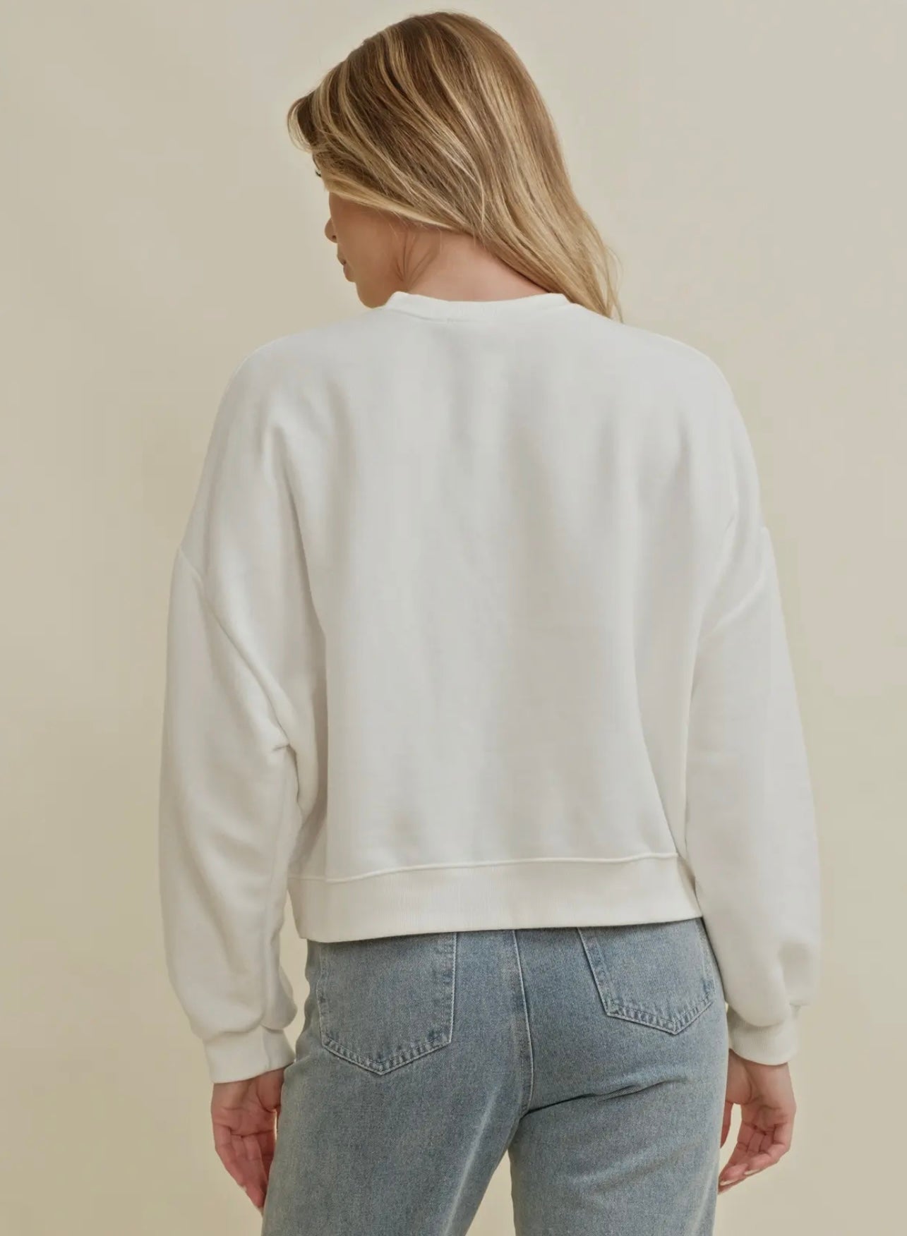 Off White Blue Bow Embroidered Sweatshirt