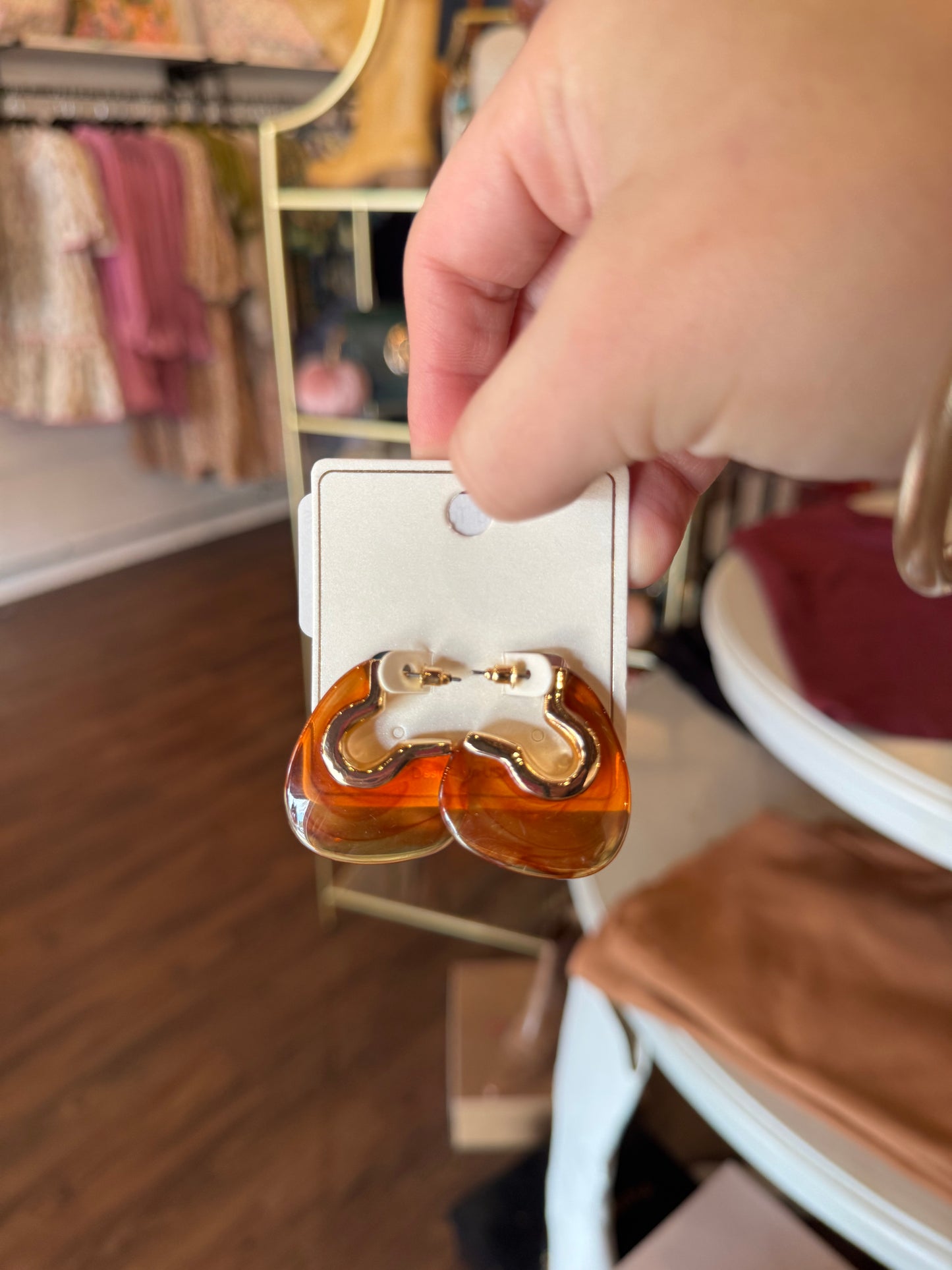 Brown/Gold Triangle Earrings