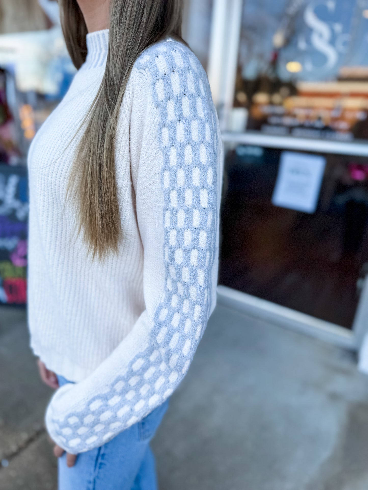 Heather Gray + Cream Combo Sweater