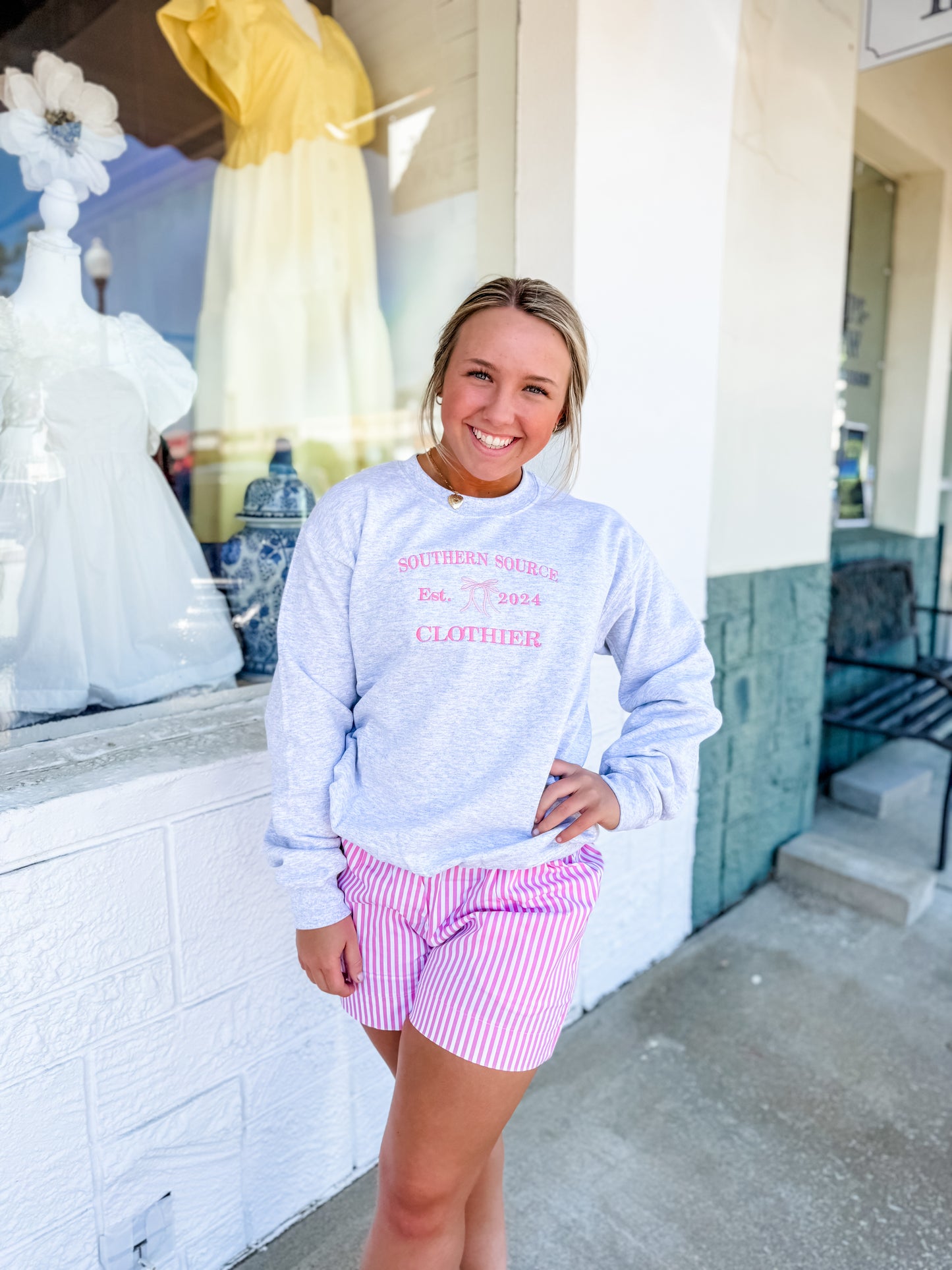 KARLIE| Pink Stripe Poplin Pocket Shorts