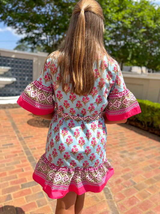 Everly Floral Block Print Dress