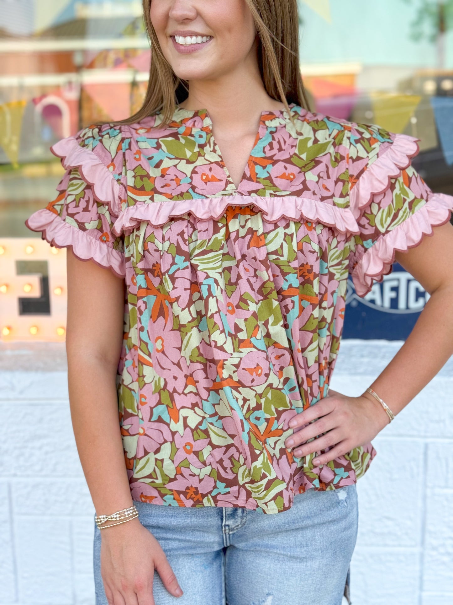 Rusty Pink Scalloped Top