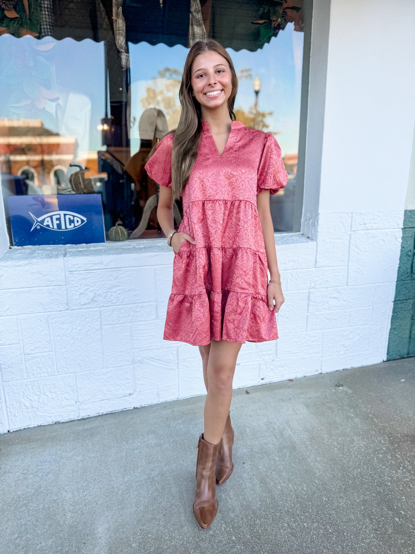 Dark Rasberry Jaquard Dress