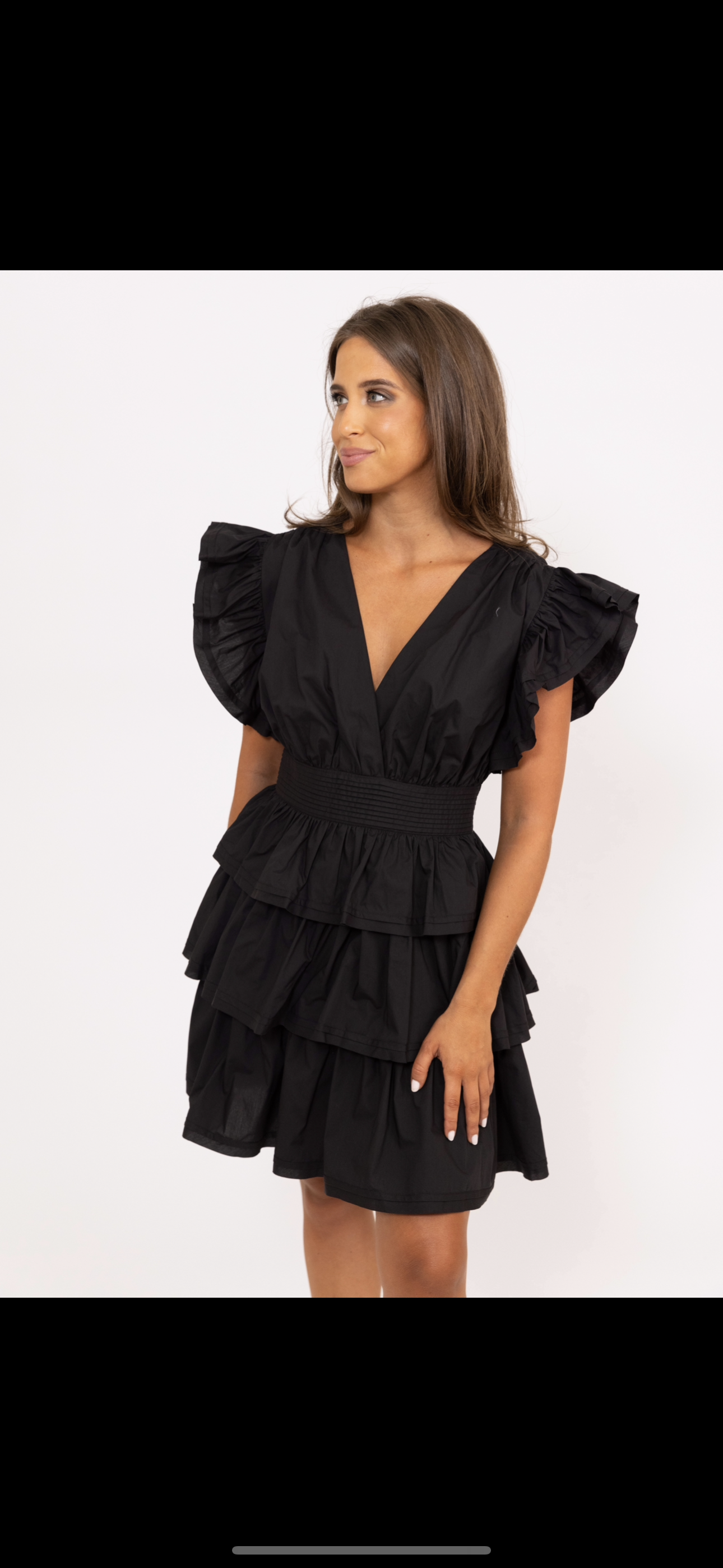 Black Wrap Ruffle Mini Dress