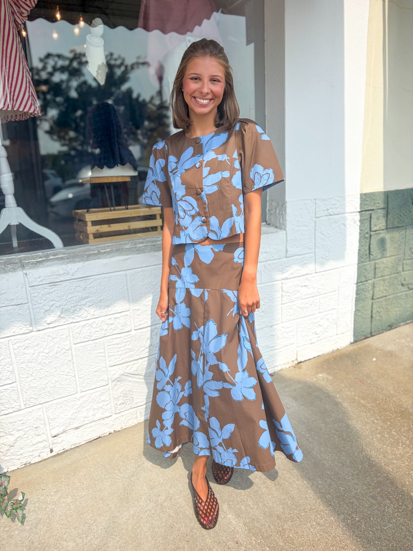 Blue Mocha Floral Skirt