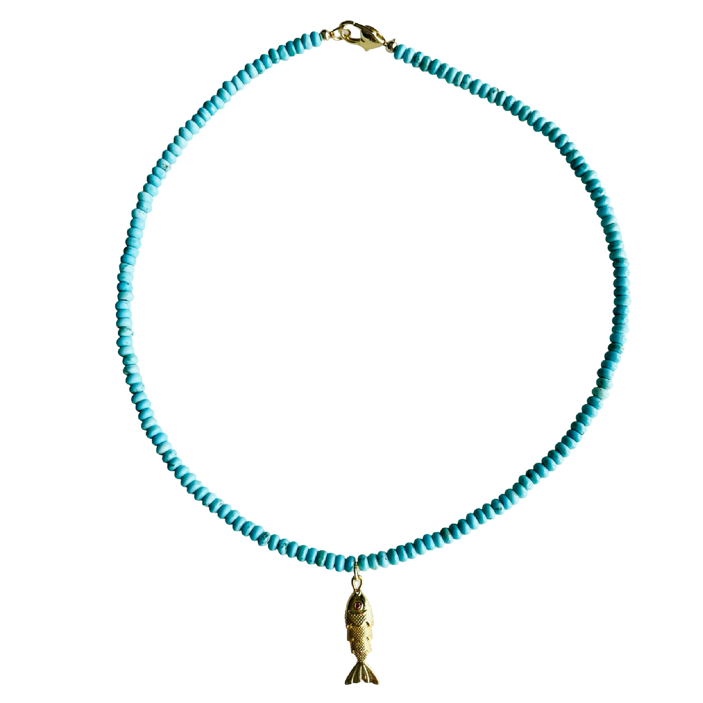 The Orange Eye Fish on Turquoise Necklace