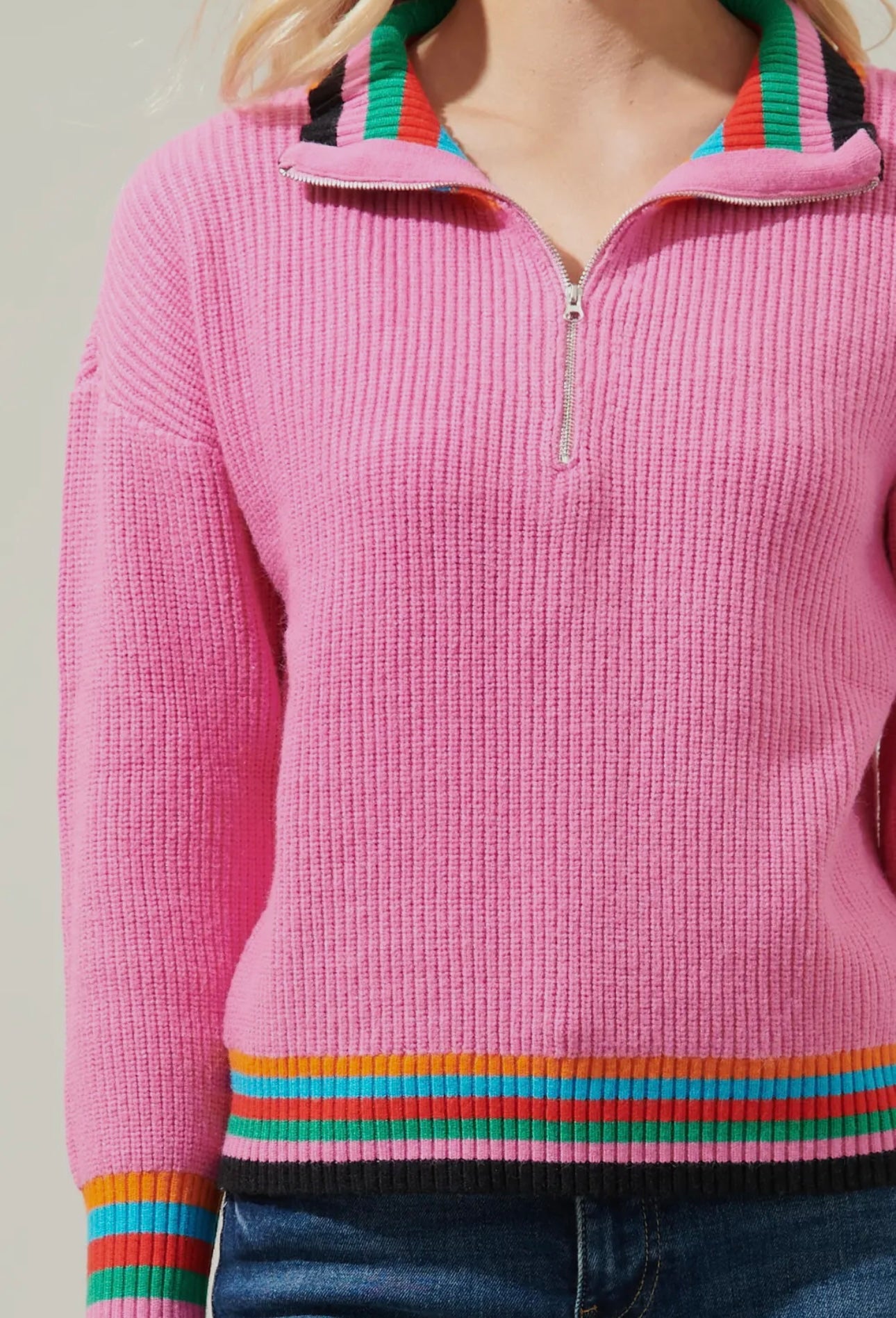 Marriott Rainbow Stripe Half Zip Sweater