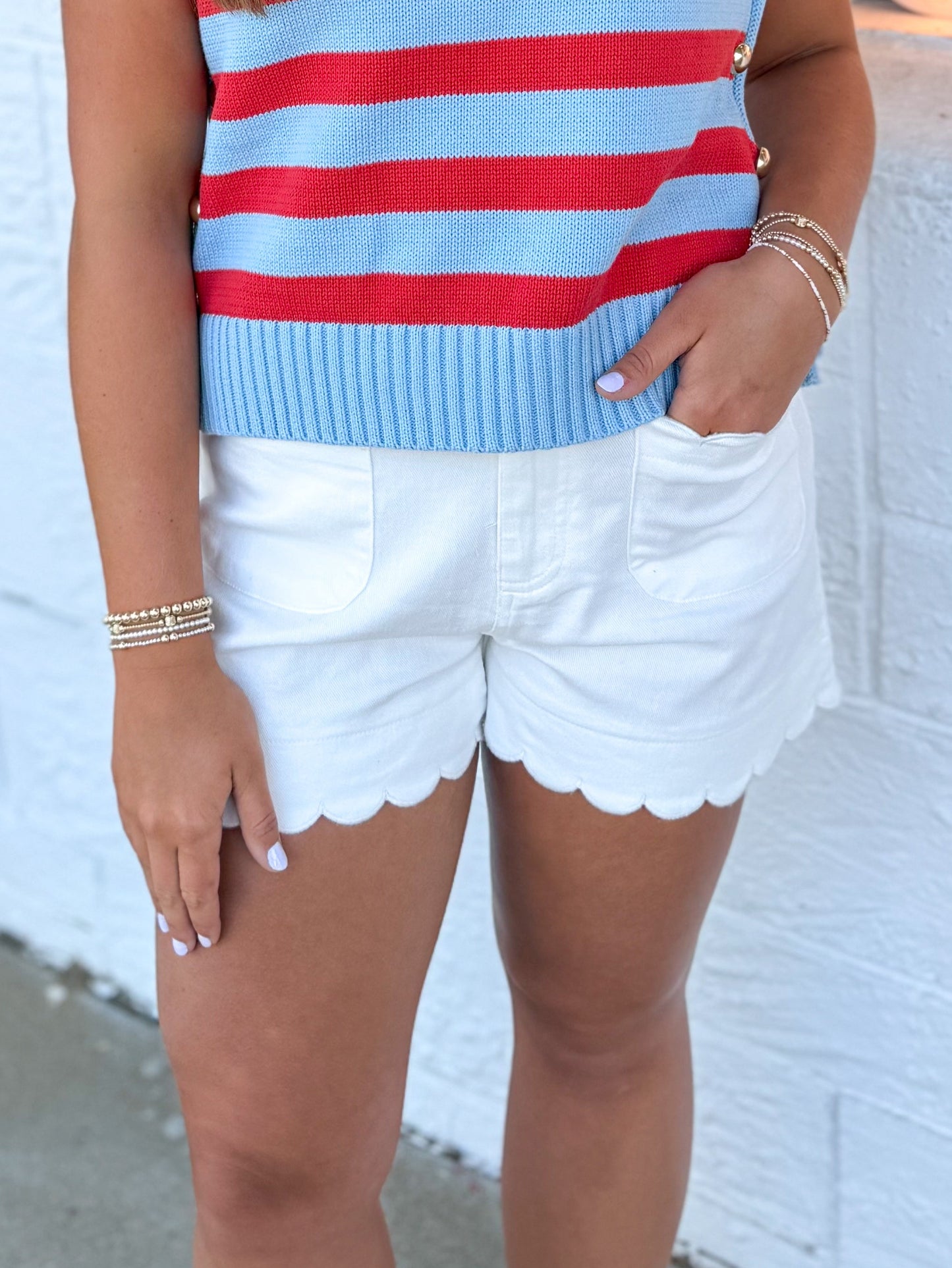 White Scallop Shorts