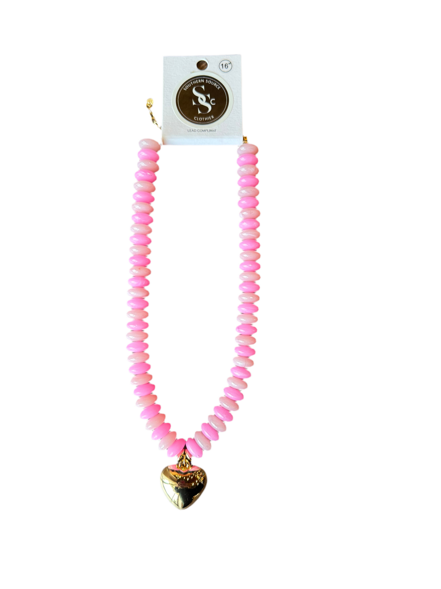 Pink Puffy Heart Candy Necklace