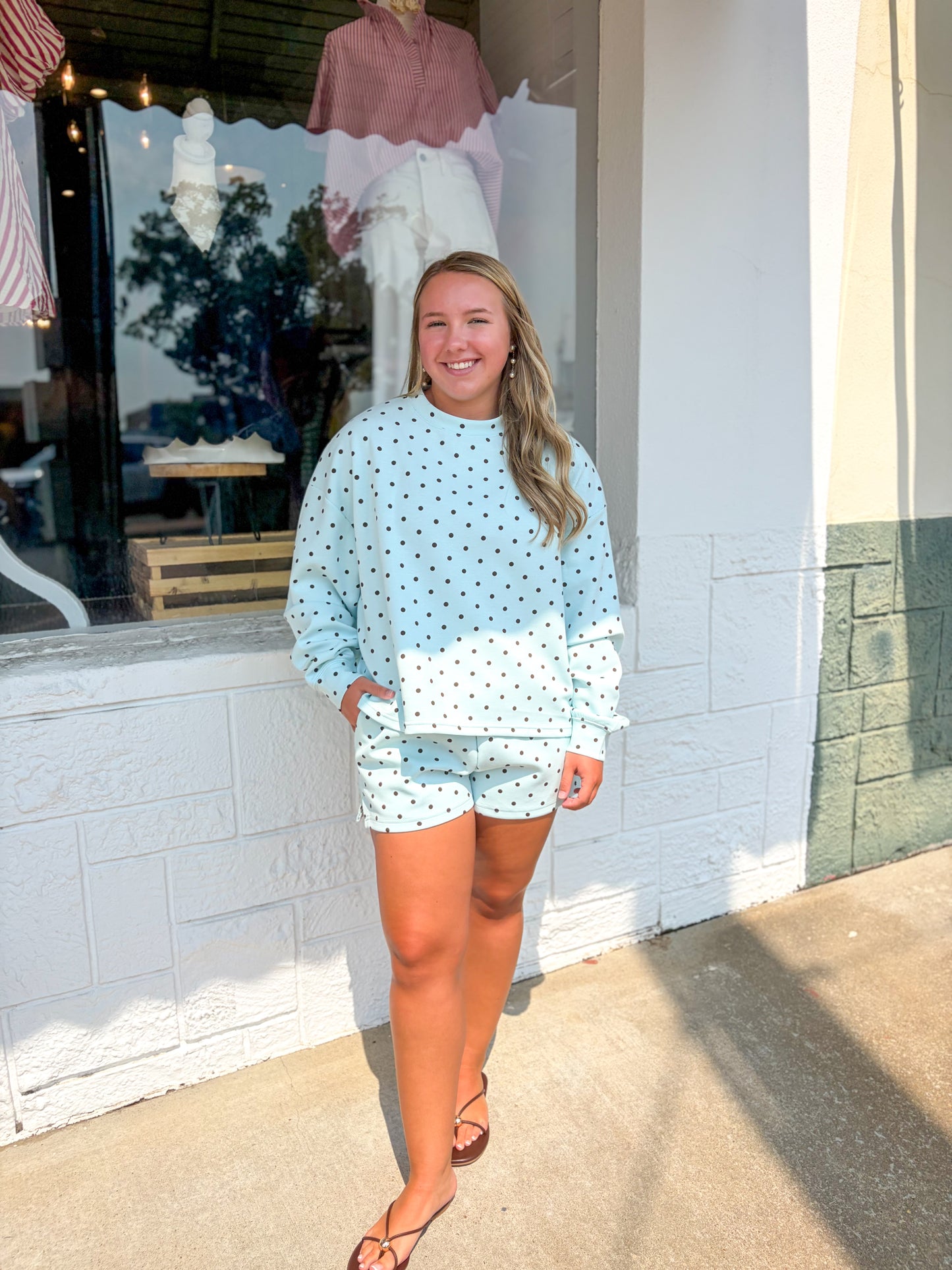 Baby Blue & Brown Polka Dot Set