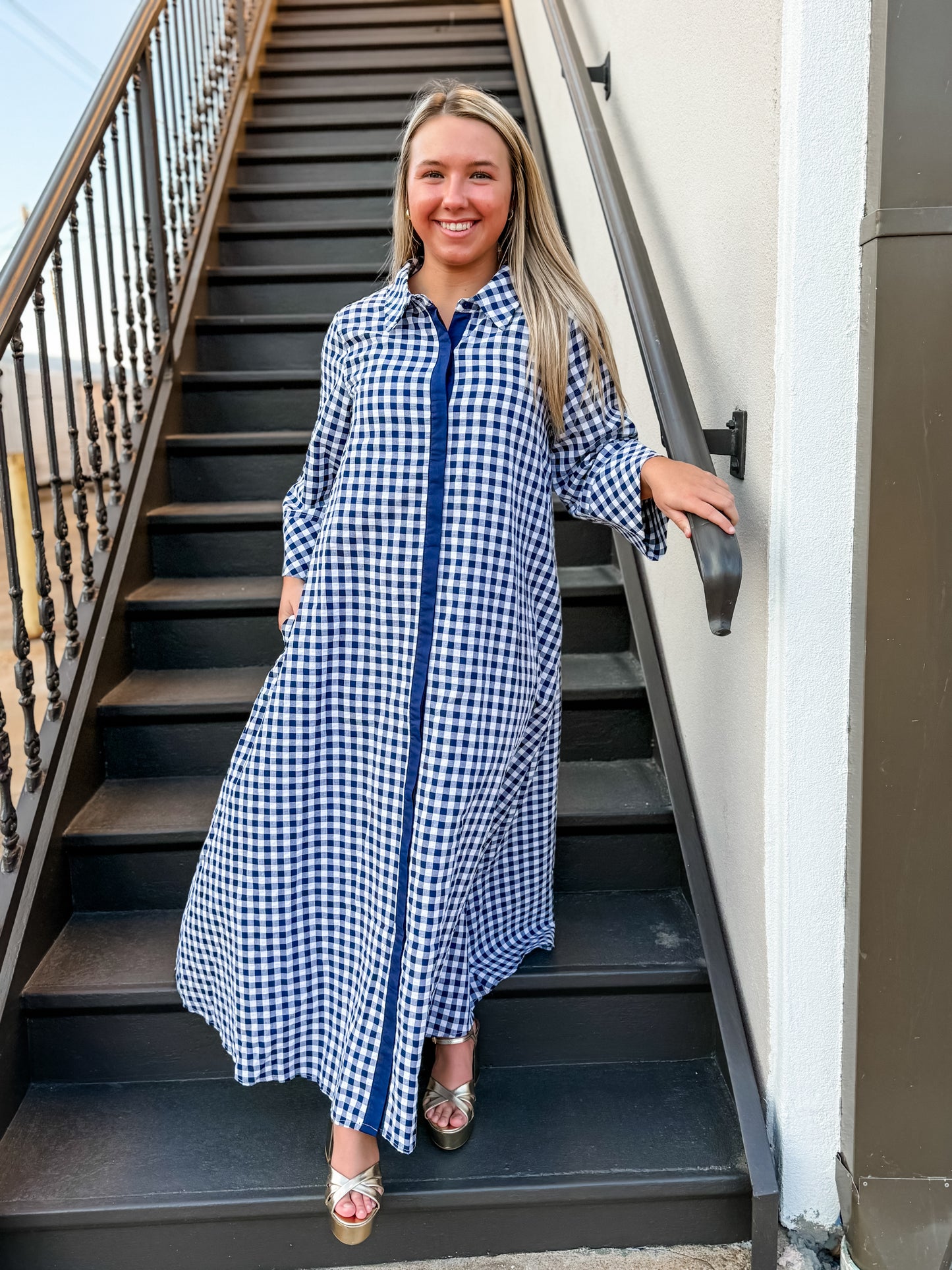 Gingham Navy dress