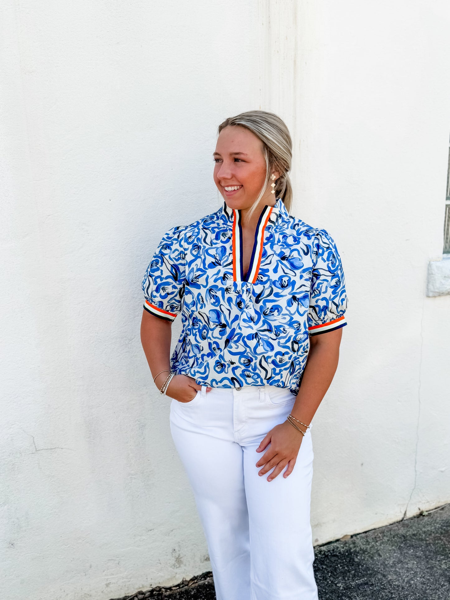 Royal Abstract Floral Top