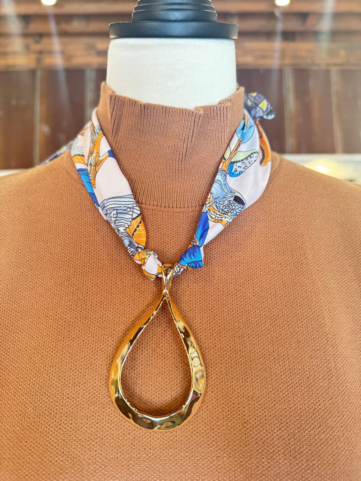 Teardrop Pendant Scarf Necklace
