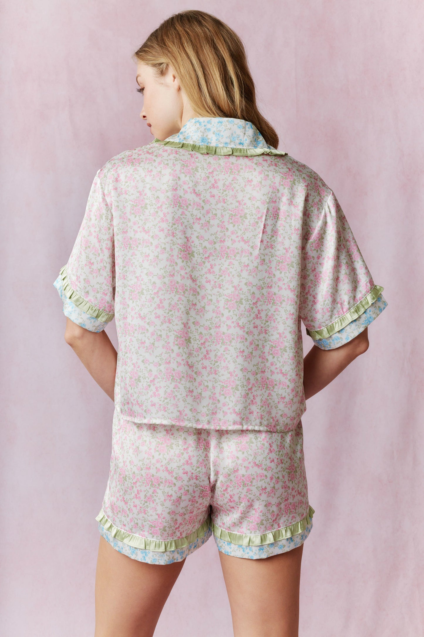 French Floral Satin PJ (SOLD AS A SET)