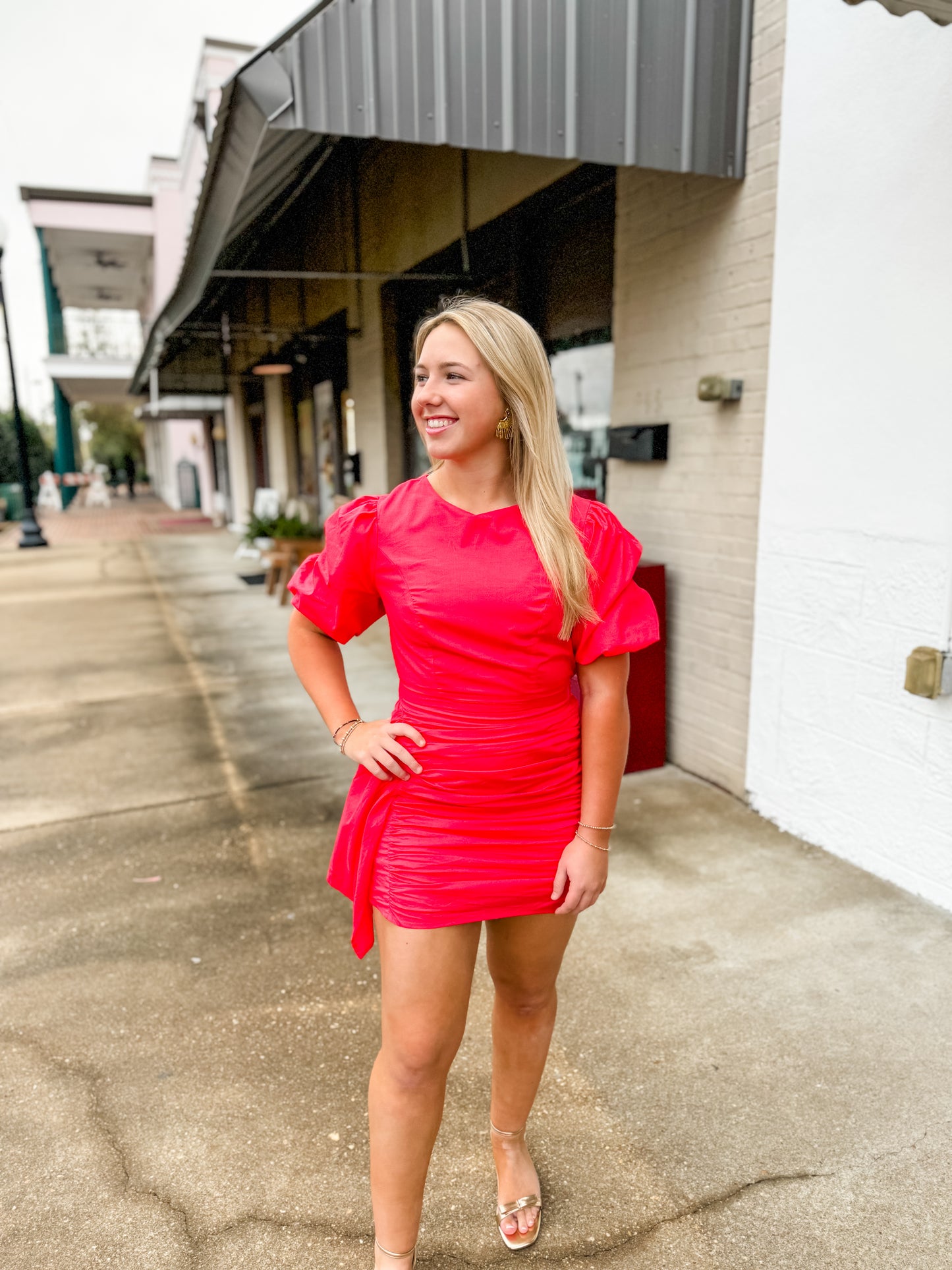 Cherry Ruched Dress
