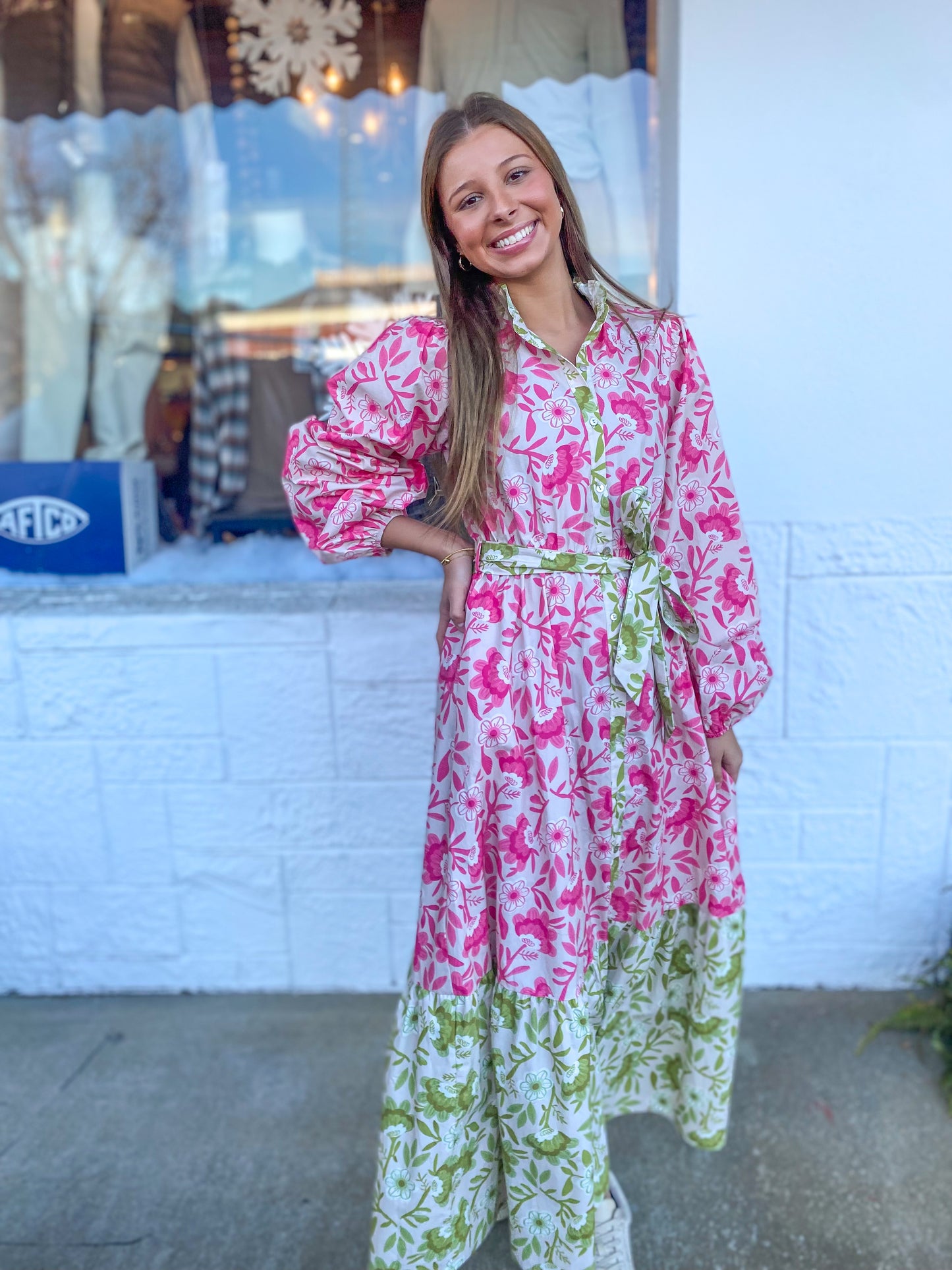 Poplin Floral Prints Midi Dress