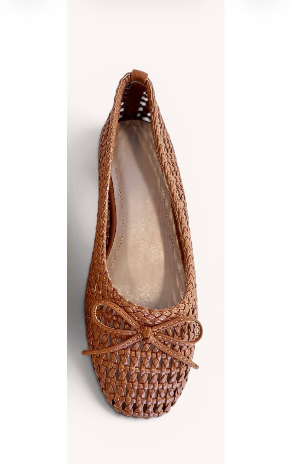 Camel Woven Lattice Ballet Flats