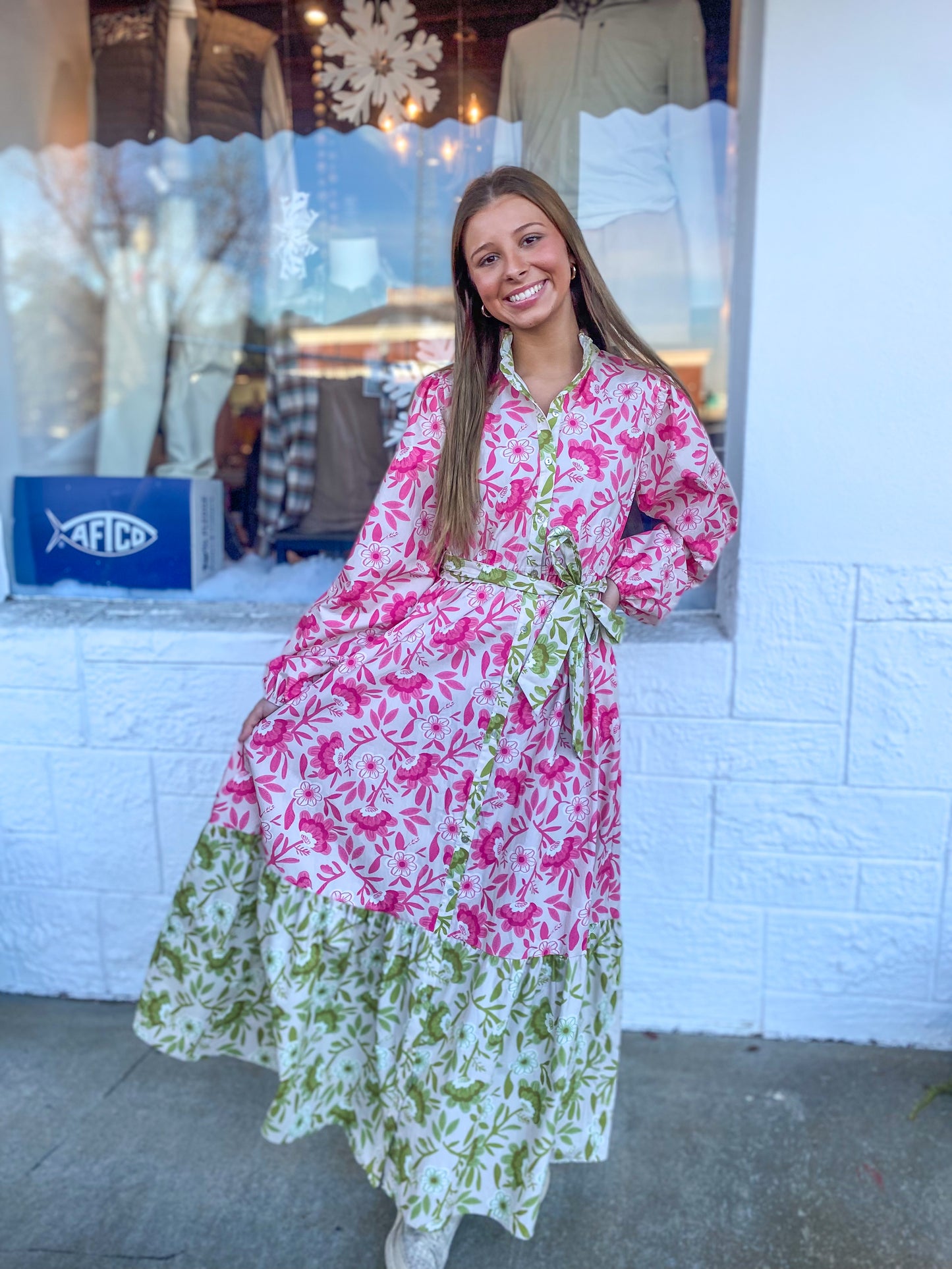 Poplin Floral Prints Midi Dress