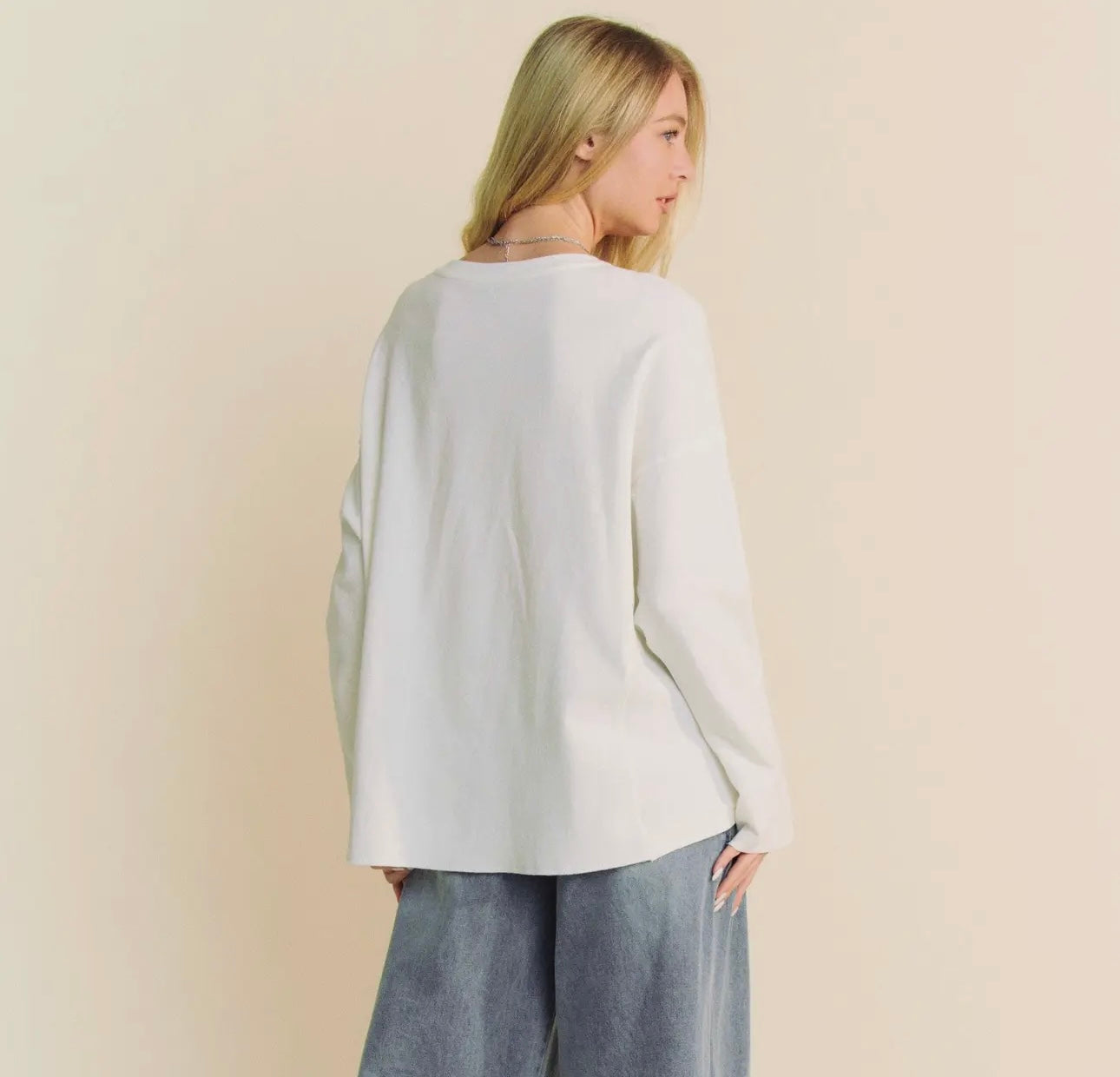 PLUS White Round Neck Top