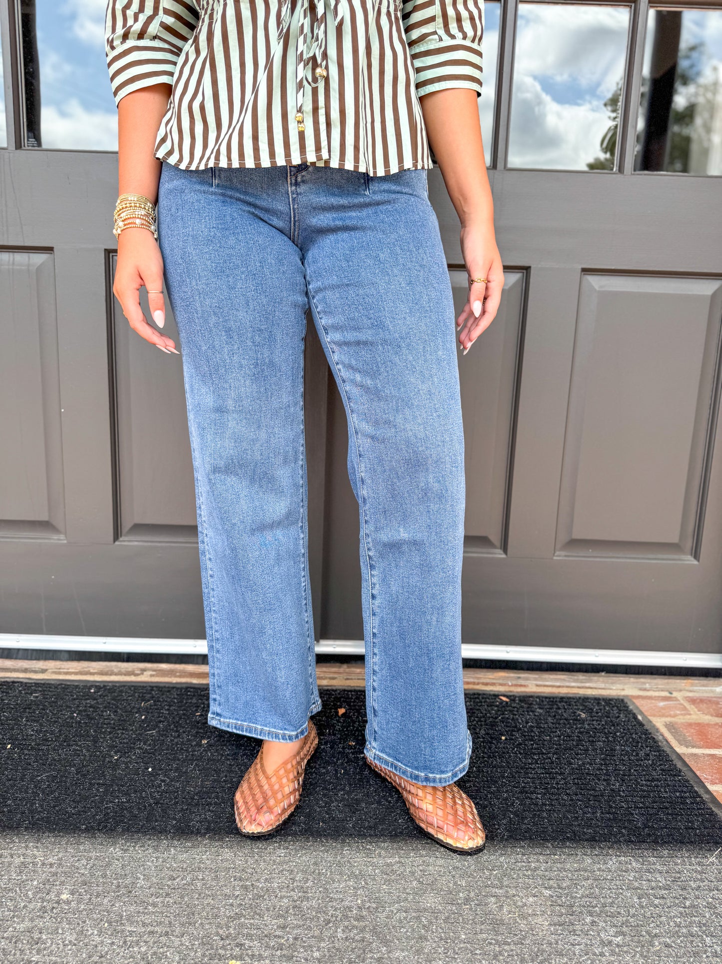 MICA Medium Wash Super High Rise Wide Leg Denim