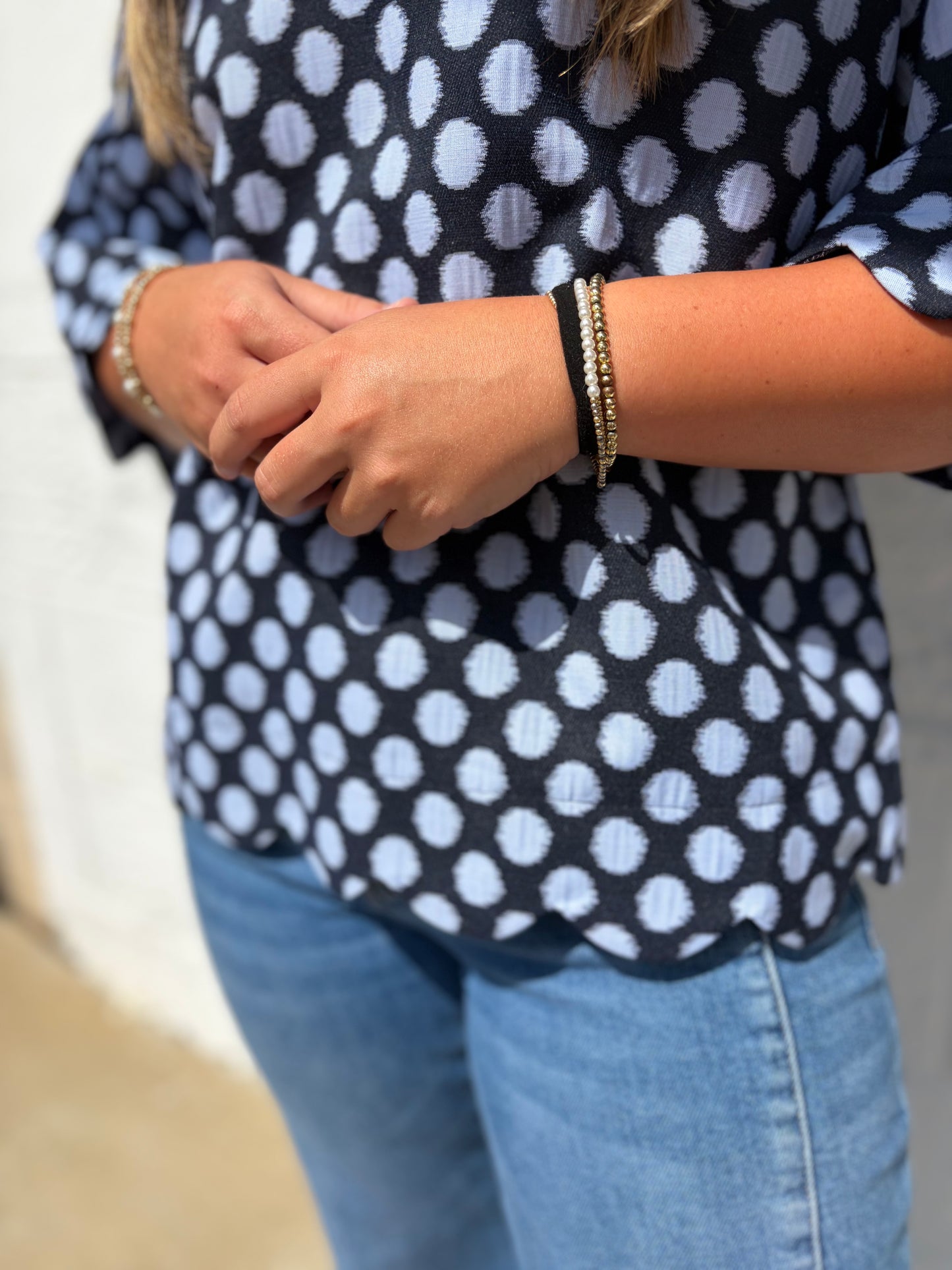 Dollie Polka Dot Navy Top