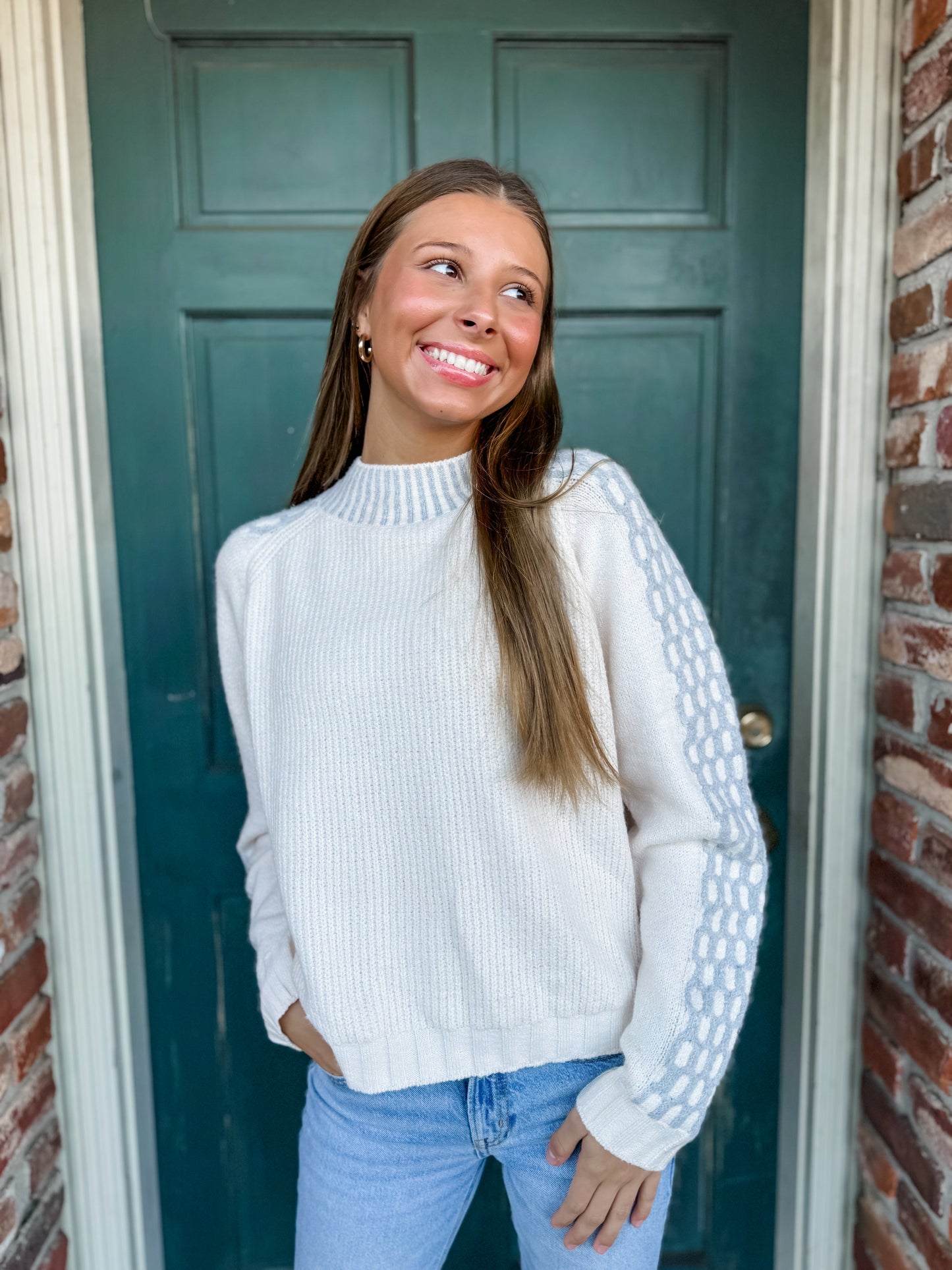 Heather Gray + Cream Combo Sweater
