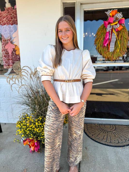 Ecru Belted Top