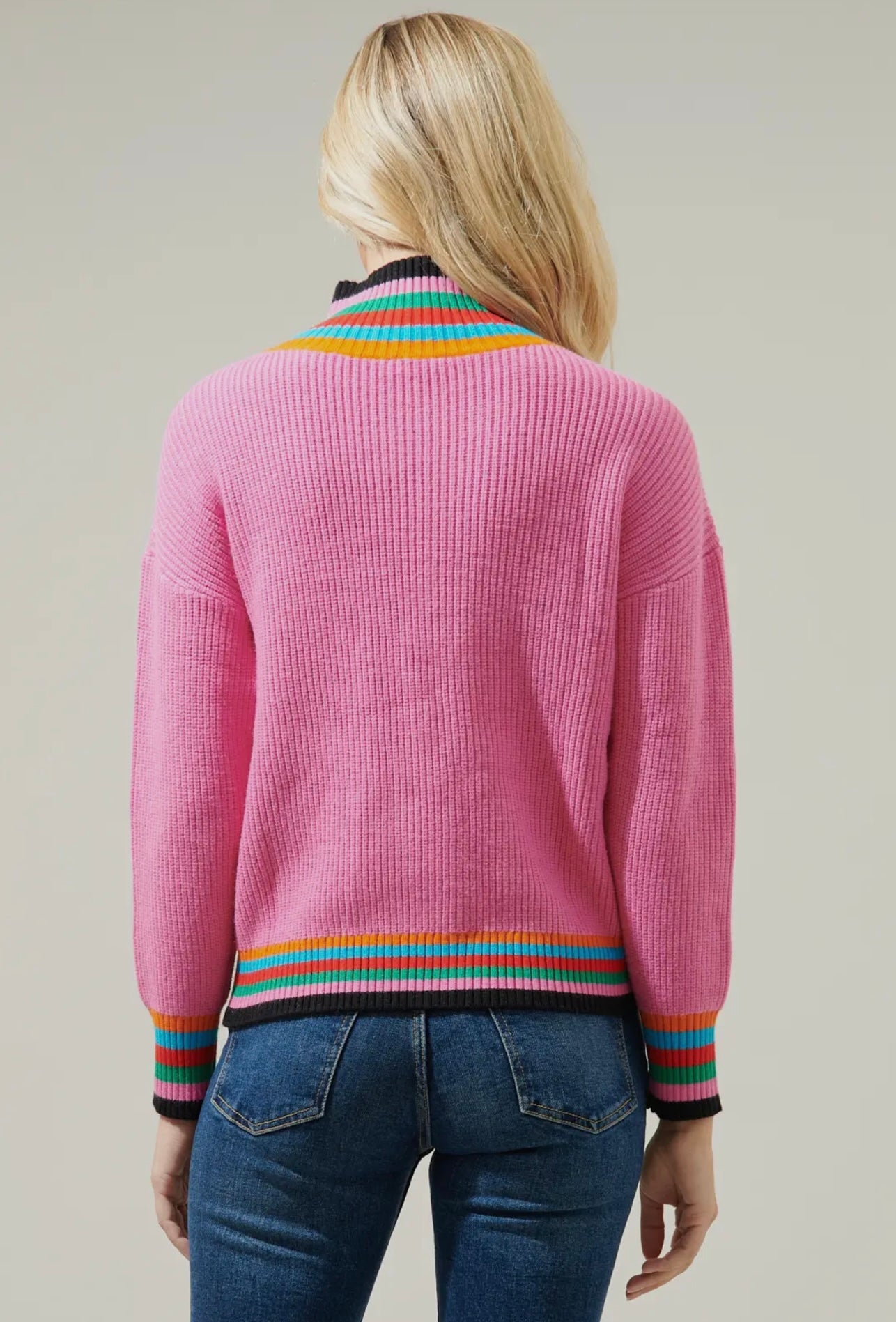 Marriott Rainbow Stripe Half Zip Sweater