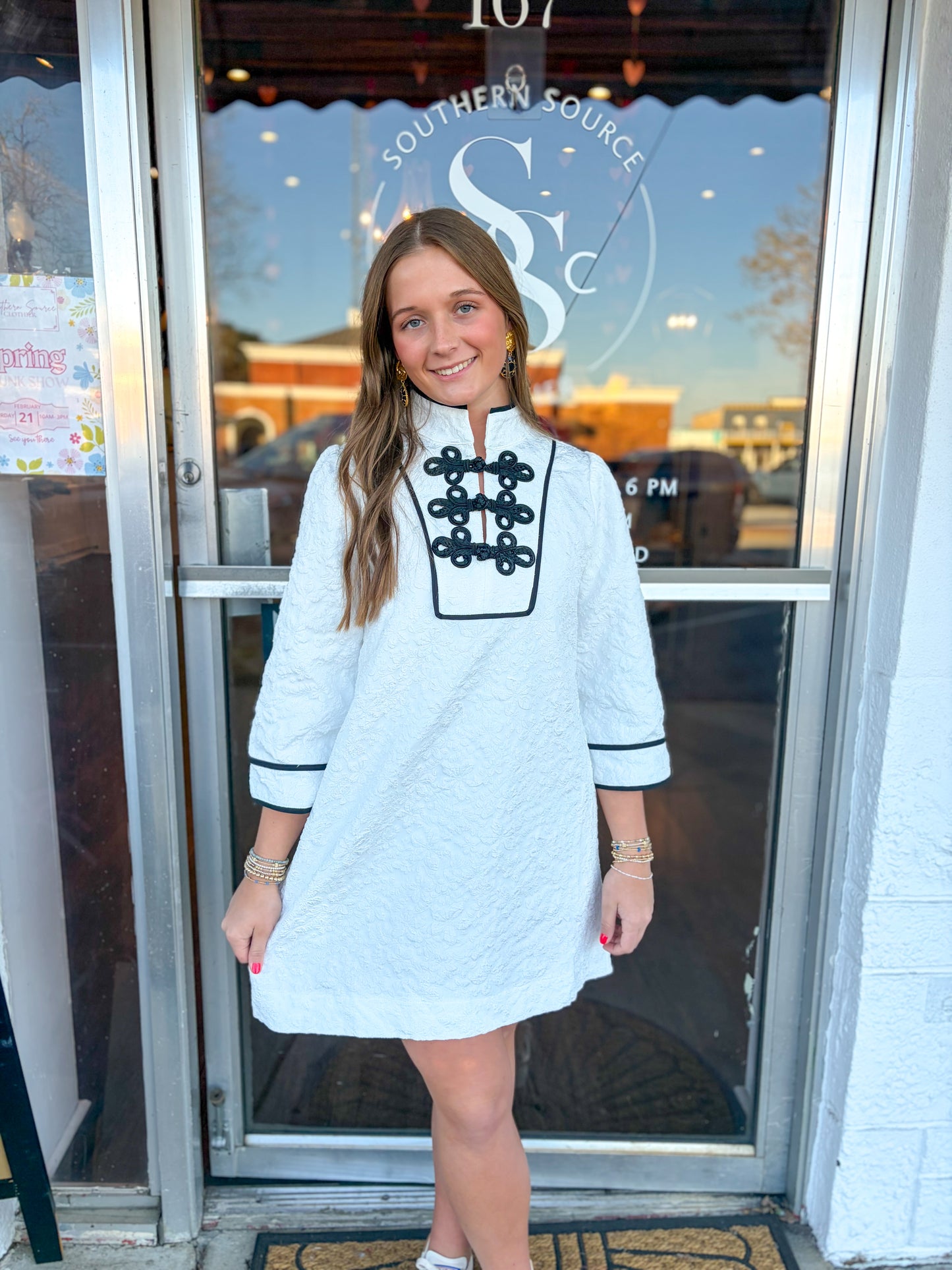 White Jacquard Dress