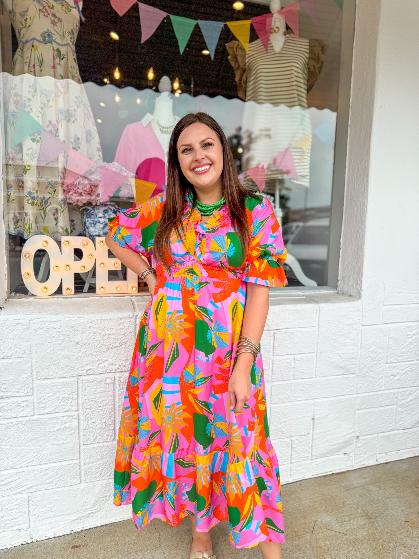 Tropical Orange Maxi Dress