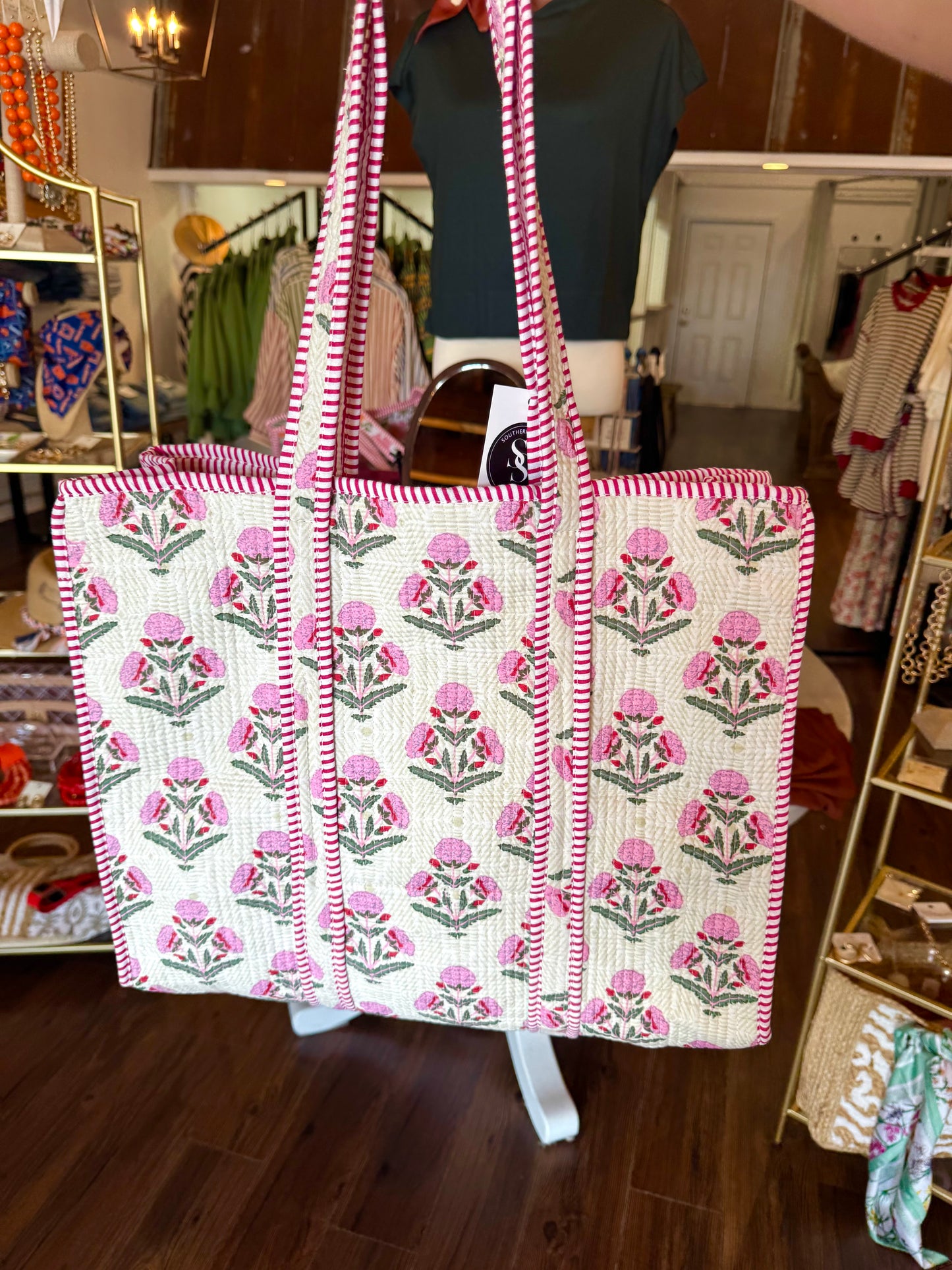 Flora & Stripe Large Quilt Handbag