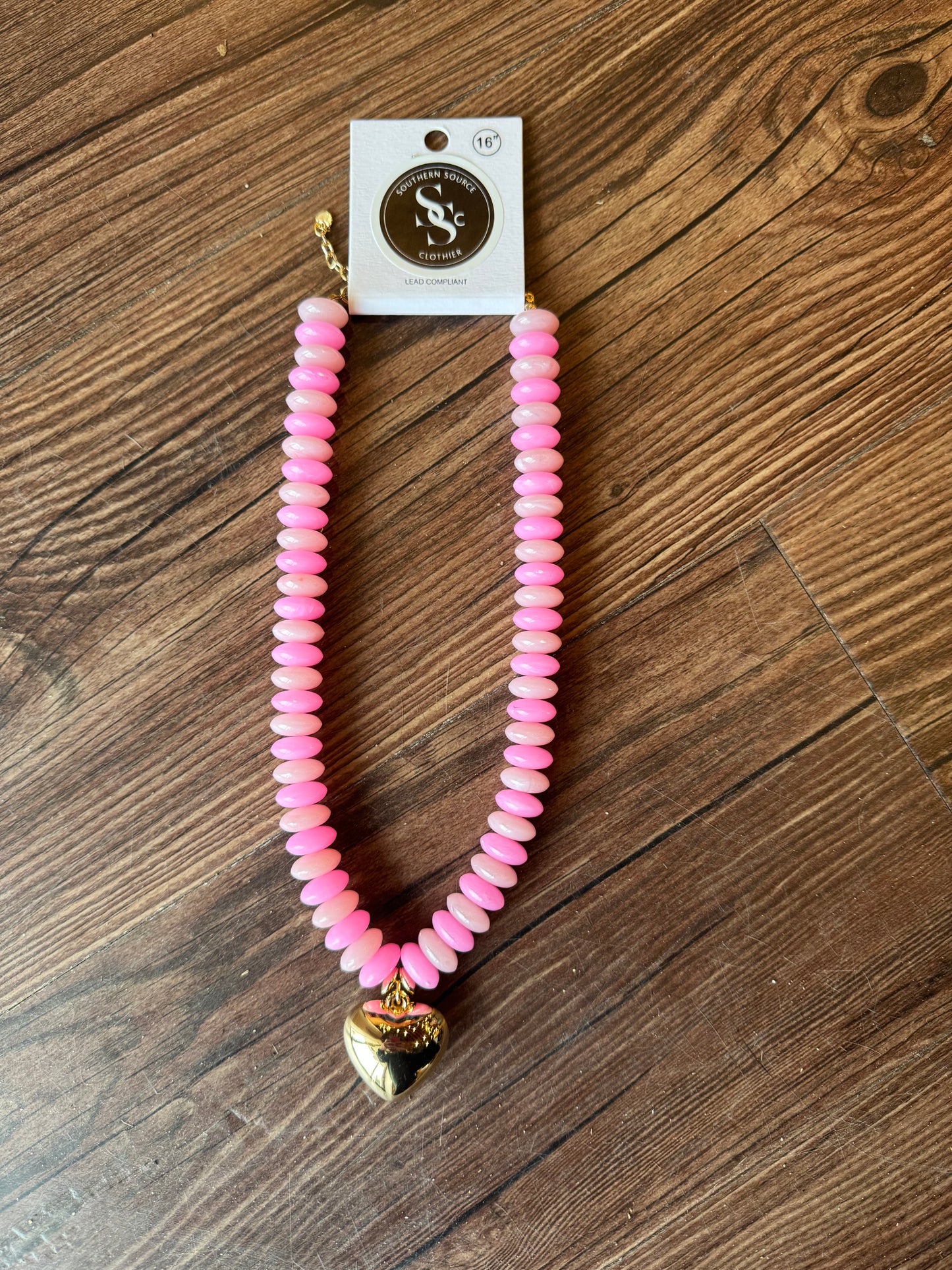 Pink Puffy Heart Candy Necklace