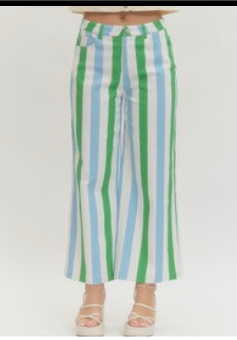 Emerald & Sky Stripe Pants