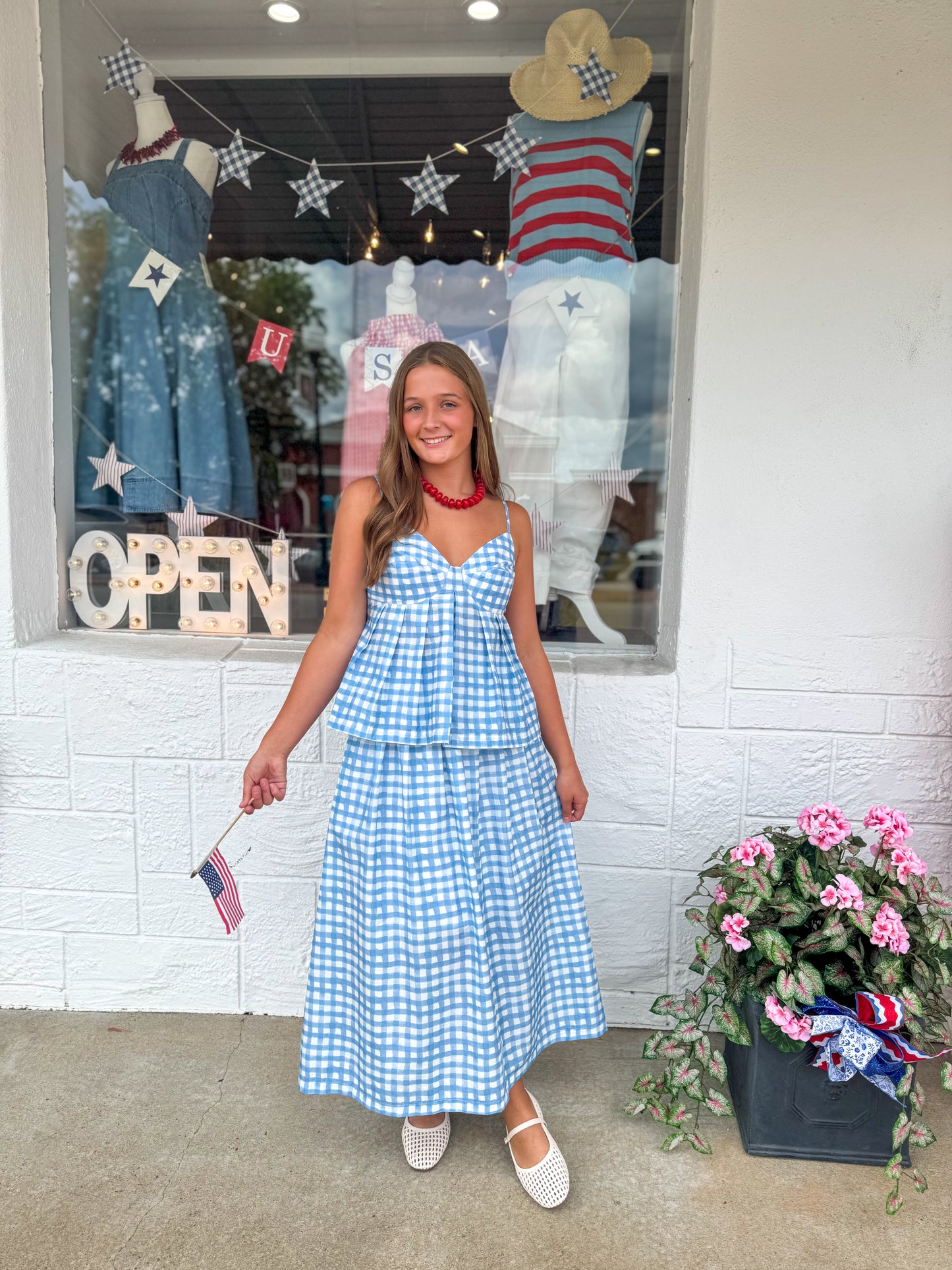Powder Blue Gingham Skirt
